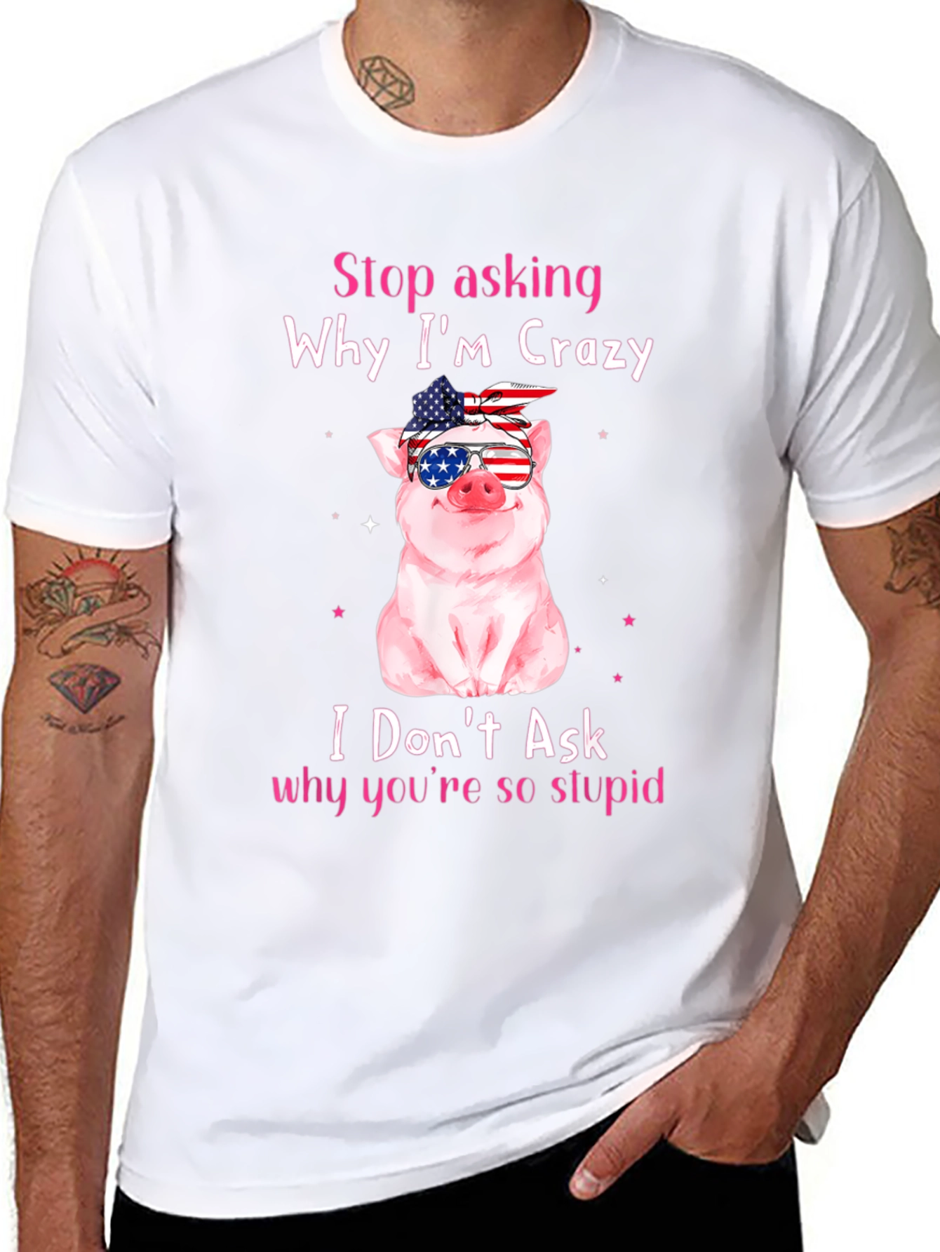 Crazy Pig USA Flag T-Shirt