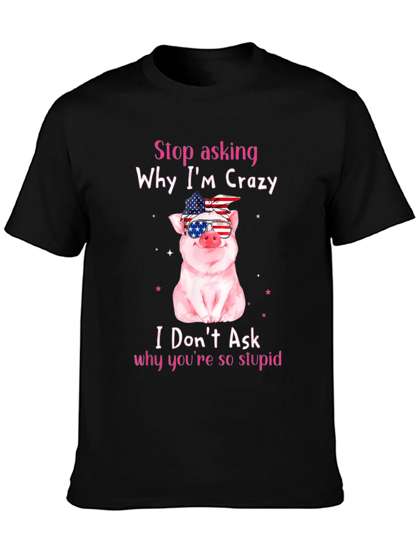 Crazy Pig USA Flag T-Shirt