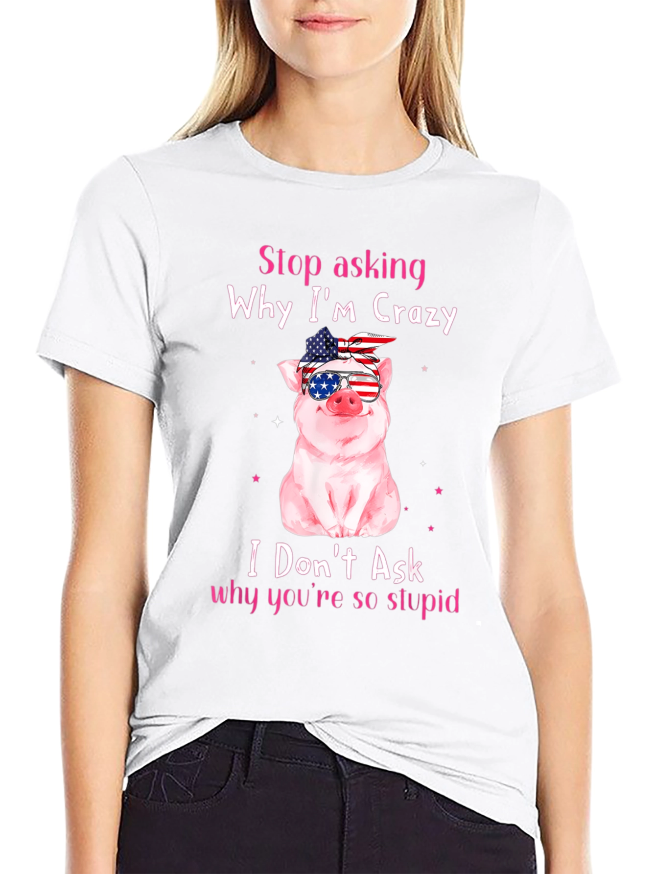 Crazy Pig USA Flag T-Shirt