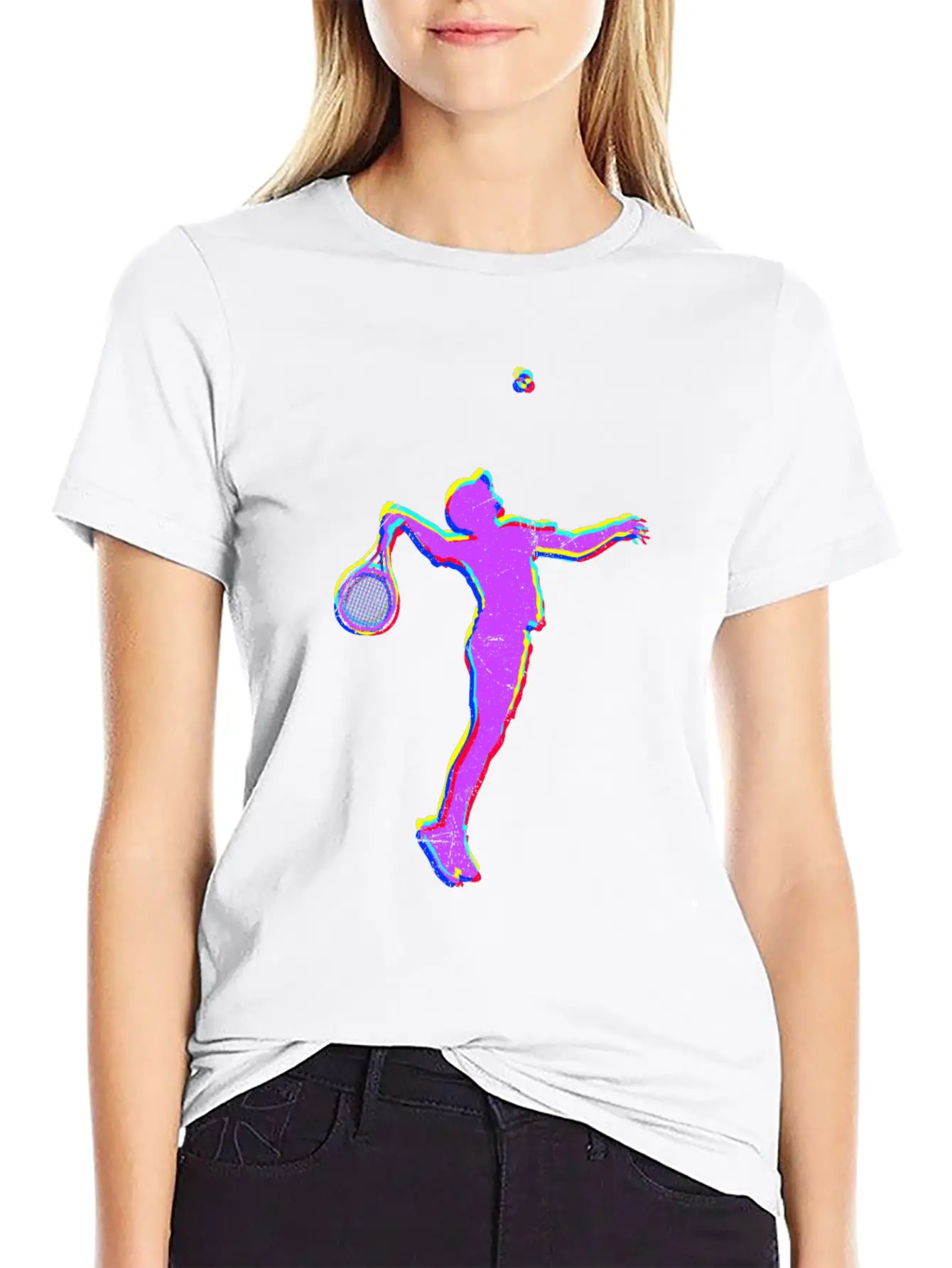 Tennis Player Vaporwave Art Tennis Silhouette Unisex Casual T-Shirt – Clean Design For Daily Comfort