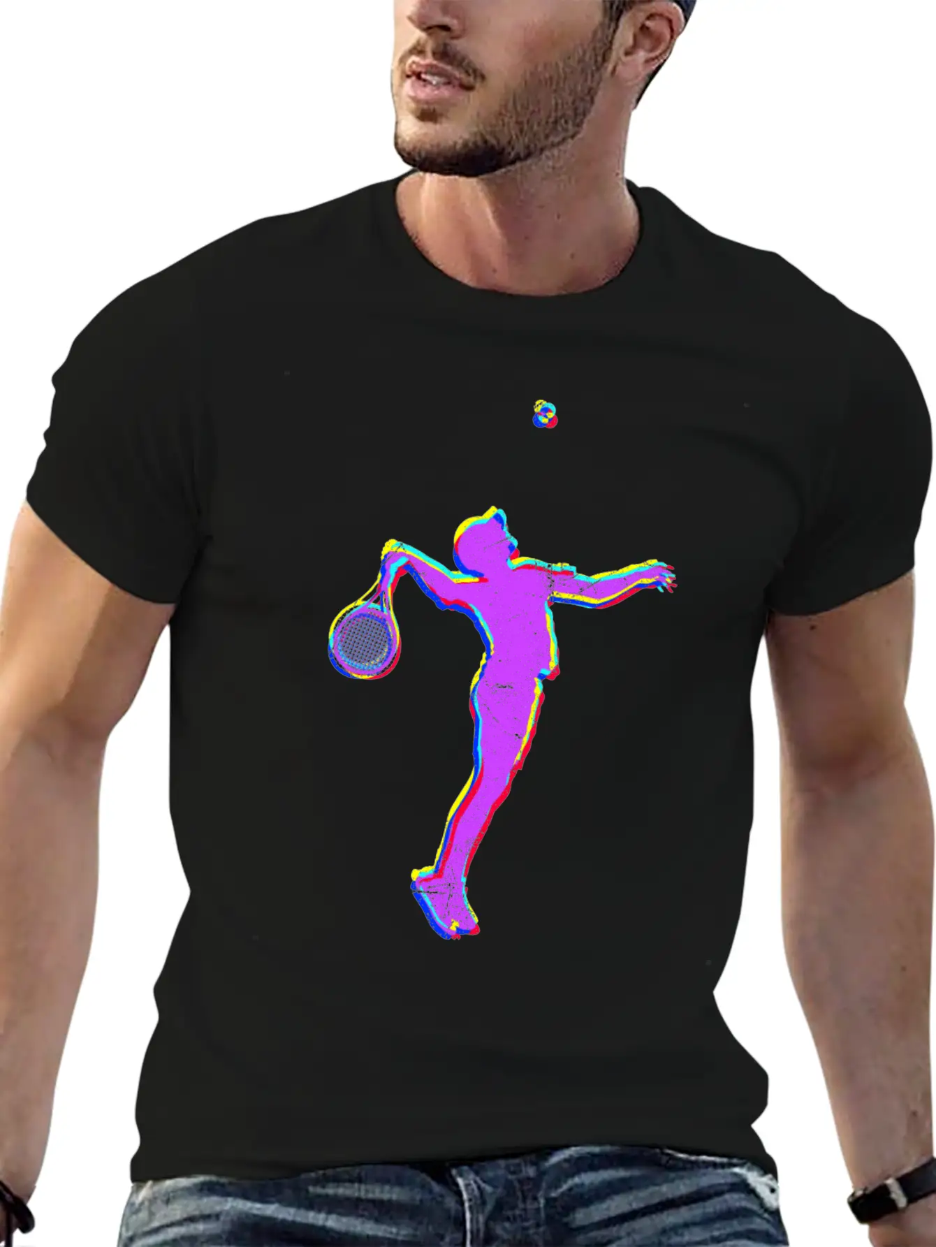Tennis Player Vaporwave Art Tennis Silhouette Unisex Casual T-Shirt – Clean Design For Daily Comfort