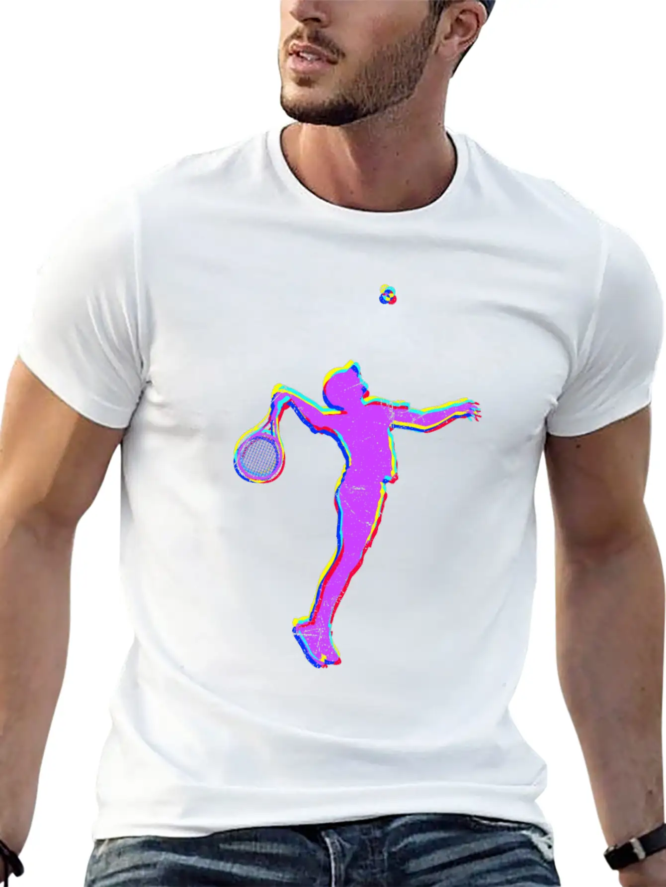 Tennis Player Vaporwave Art Tennis Silhouette Unisex Casual T-Shirt – Clean Design For Daily Comfort