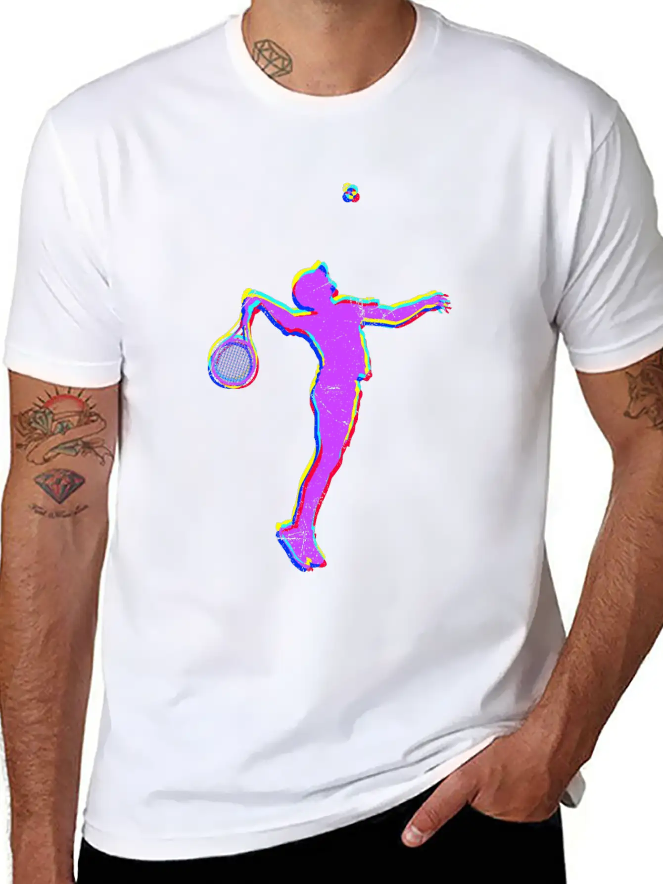 Tennis Player Vaporwave Art Tennis Silhouette Unisex Casual T-Shirt – Clean Design For Daily Comfort