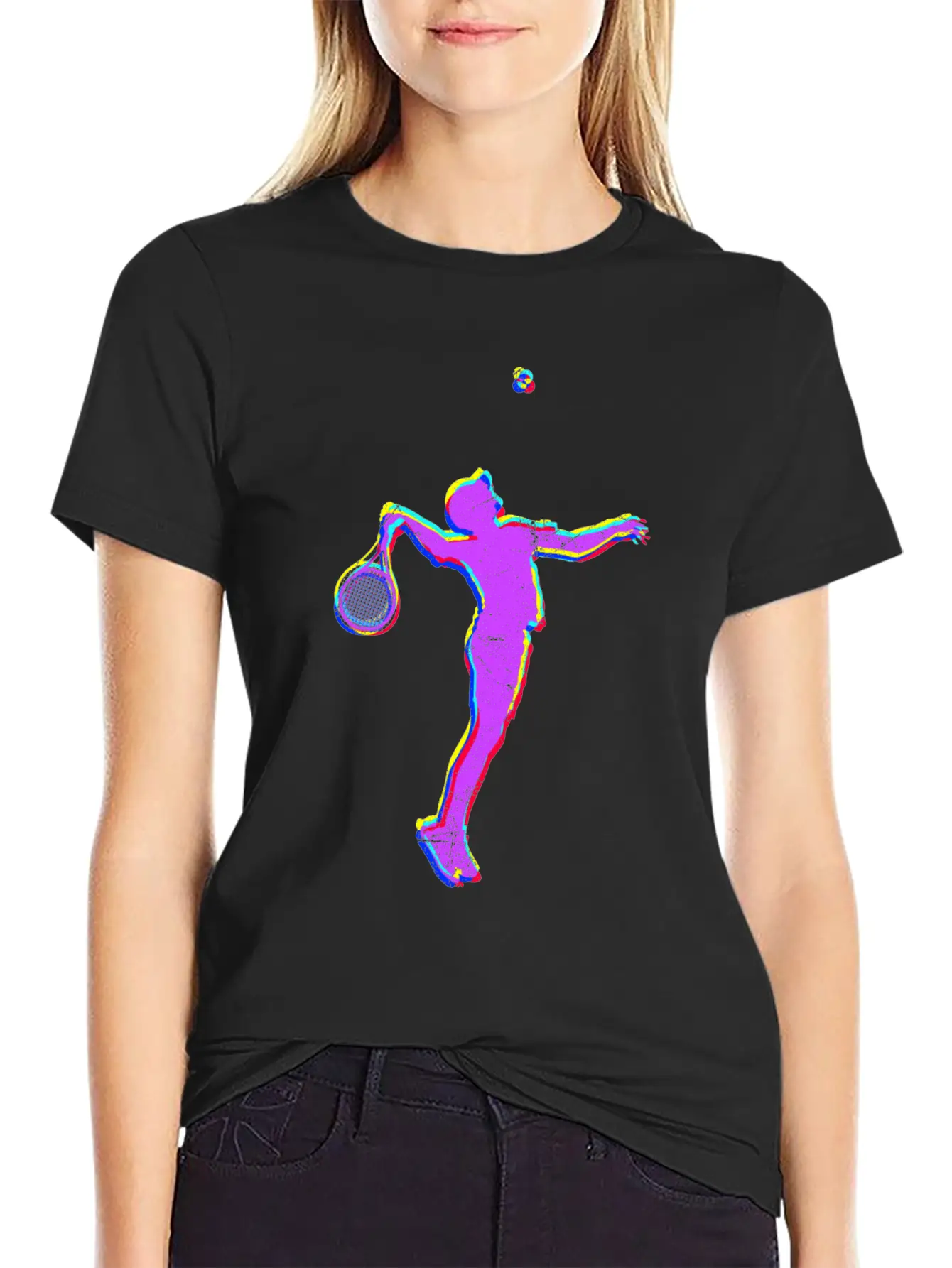 Tennis Player Vaporwave Art Tennis Silhouette Unisex Casual T-Shirt – Clean Design For Daily Comfort