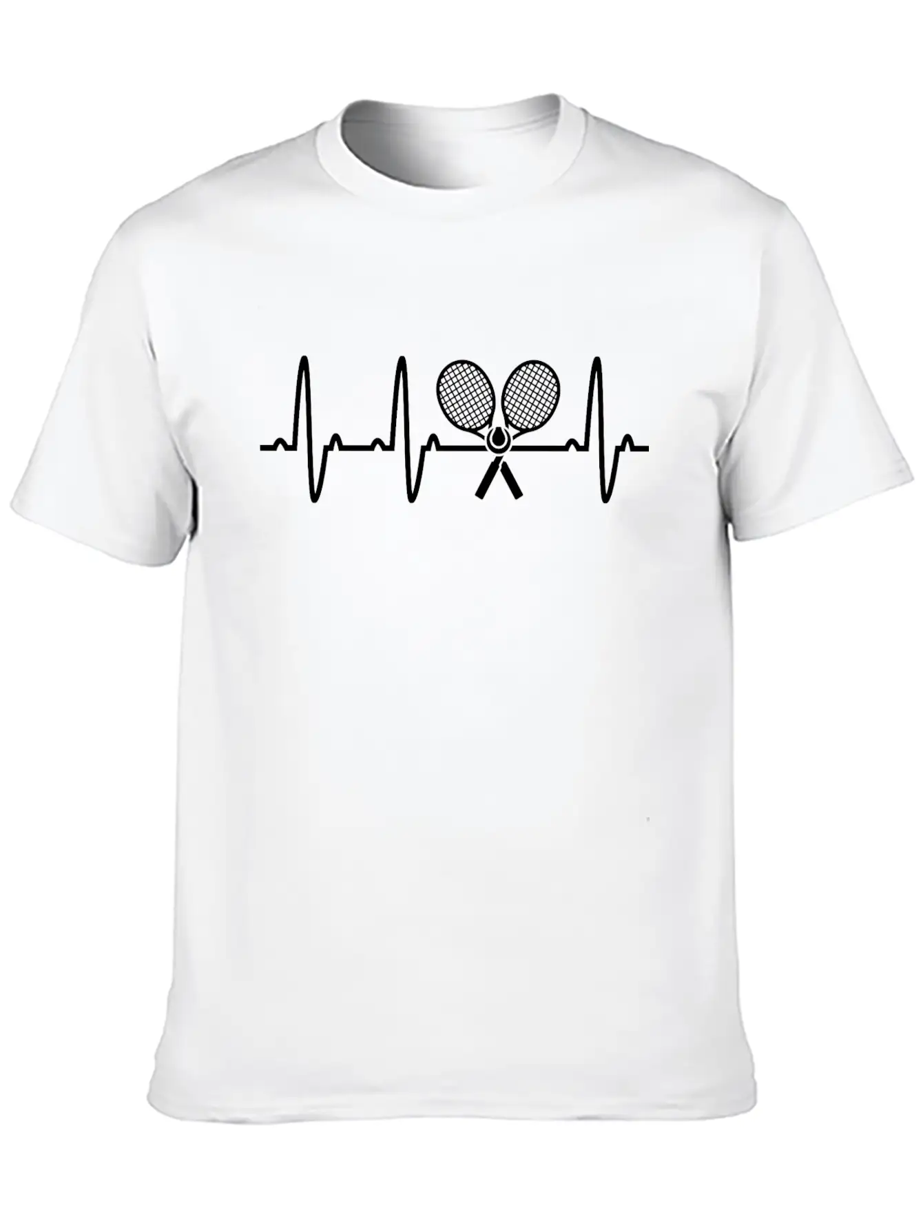 Tennis Racket Tee Heartbeat Love EKG Tshirt Unisex Casual T-Shirt – Clean Design For Daily Comfort