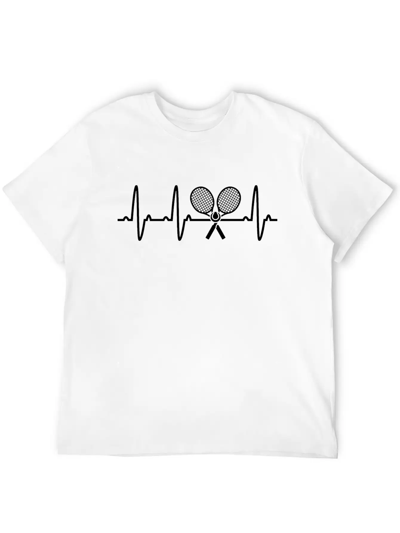 Tennis Racket Tee Heartbeat Love EKG Tshirt Unisex Casual T-Shirt – Clean Design For Daily Comfort