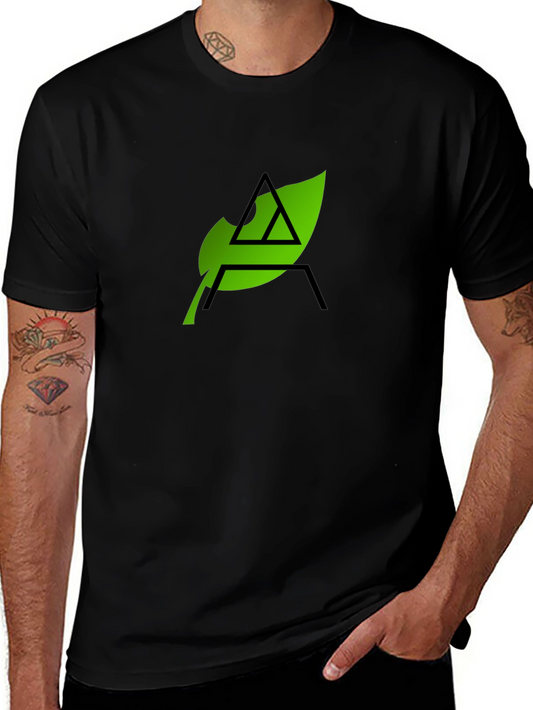 Eco-Chic Black Tee with Green Leaf Logo