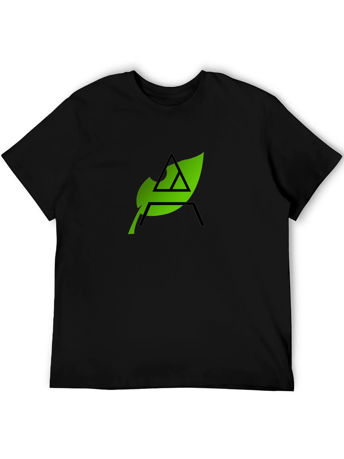 Eco-Chic Black Tee with Green Leaf Logo