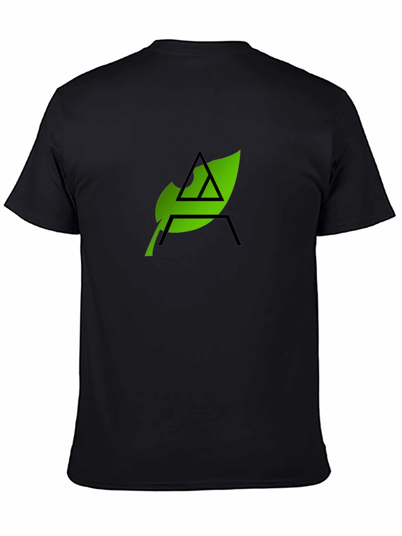 Eco-Chic Black Tee with Green Leaf Logo