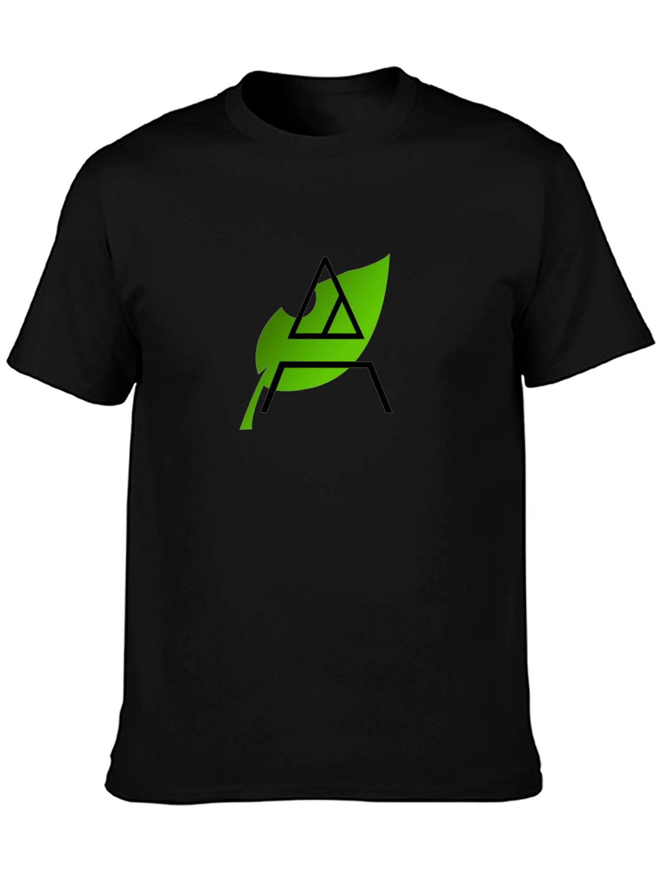 Eco-Chic Black Tee with Green Leaf Logo