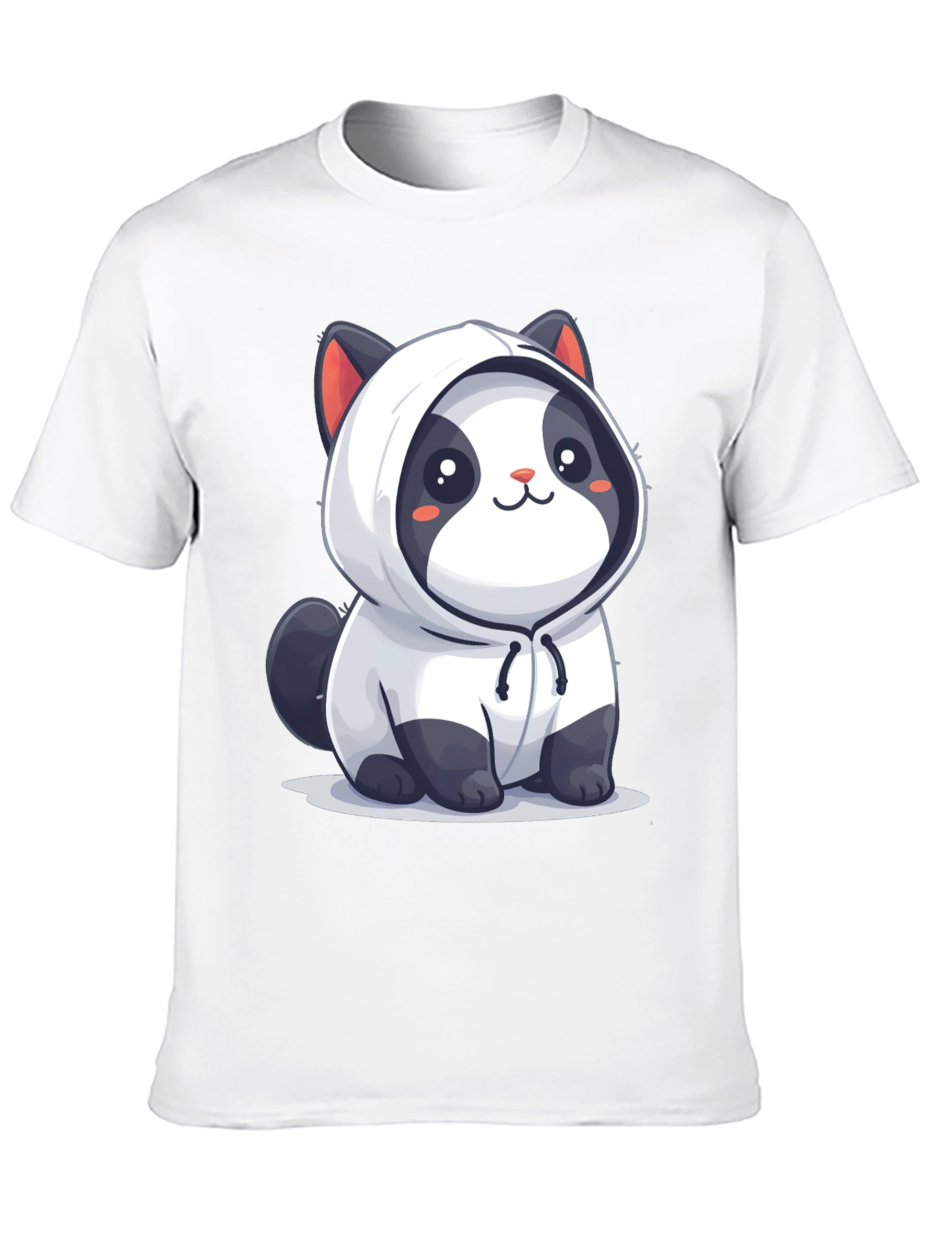 Cute Cartoon Panda Hoodie Black T-Shirt