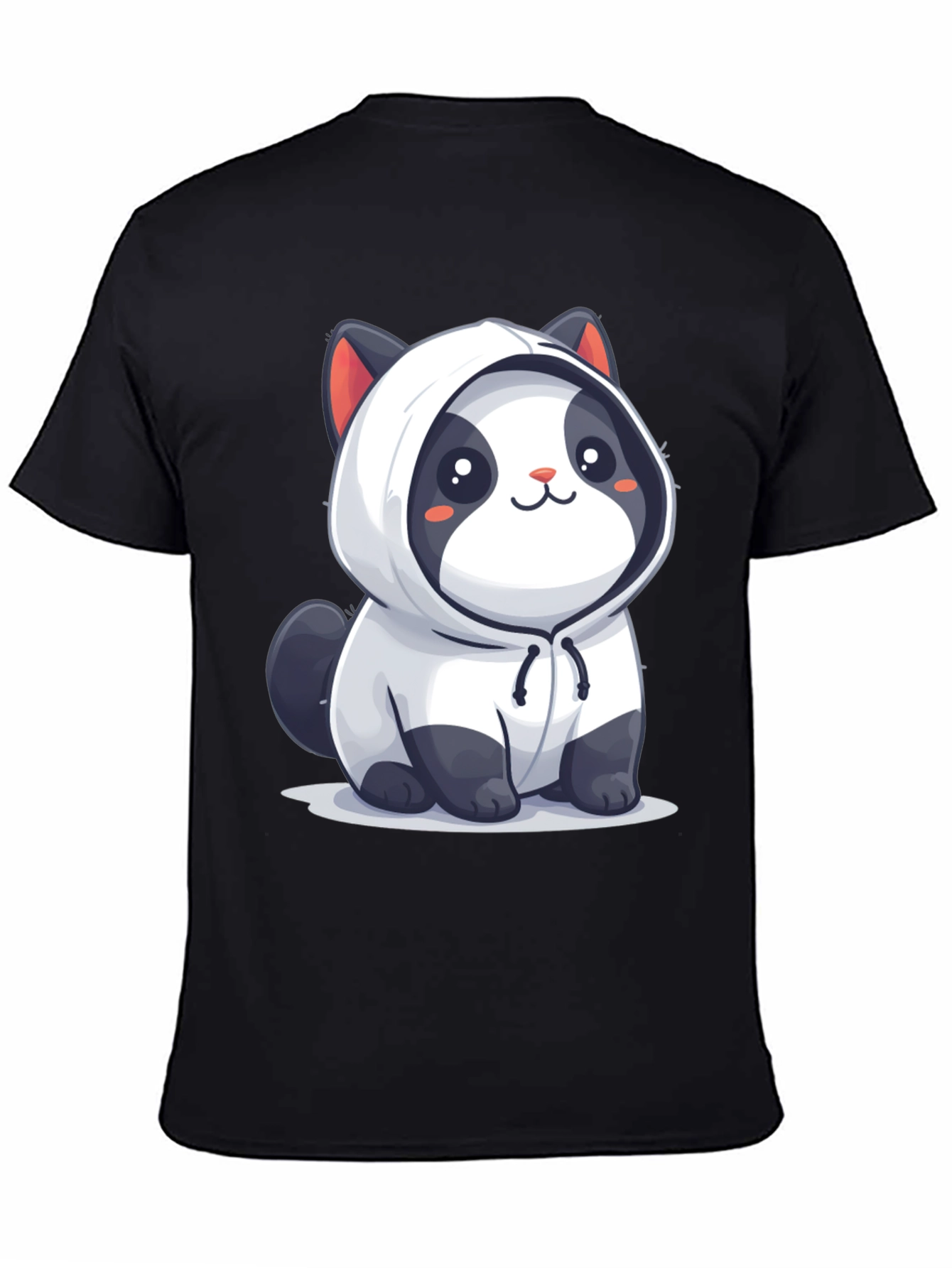 Cute Cartoon Panda Hoodie Black T-Shirt