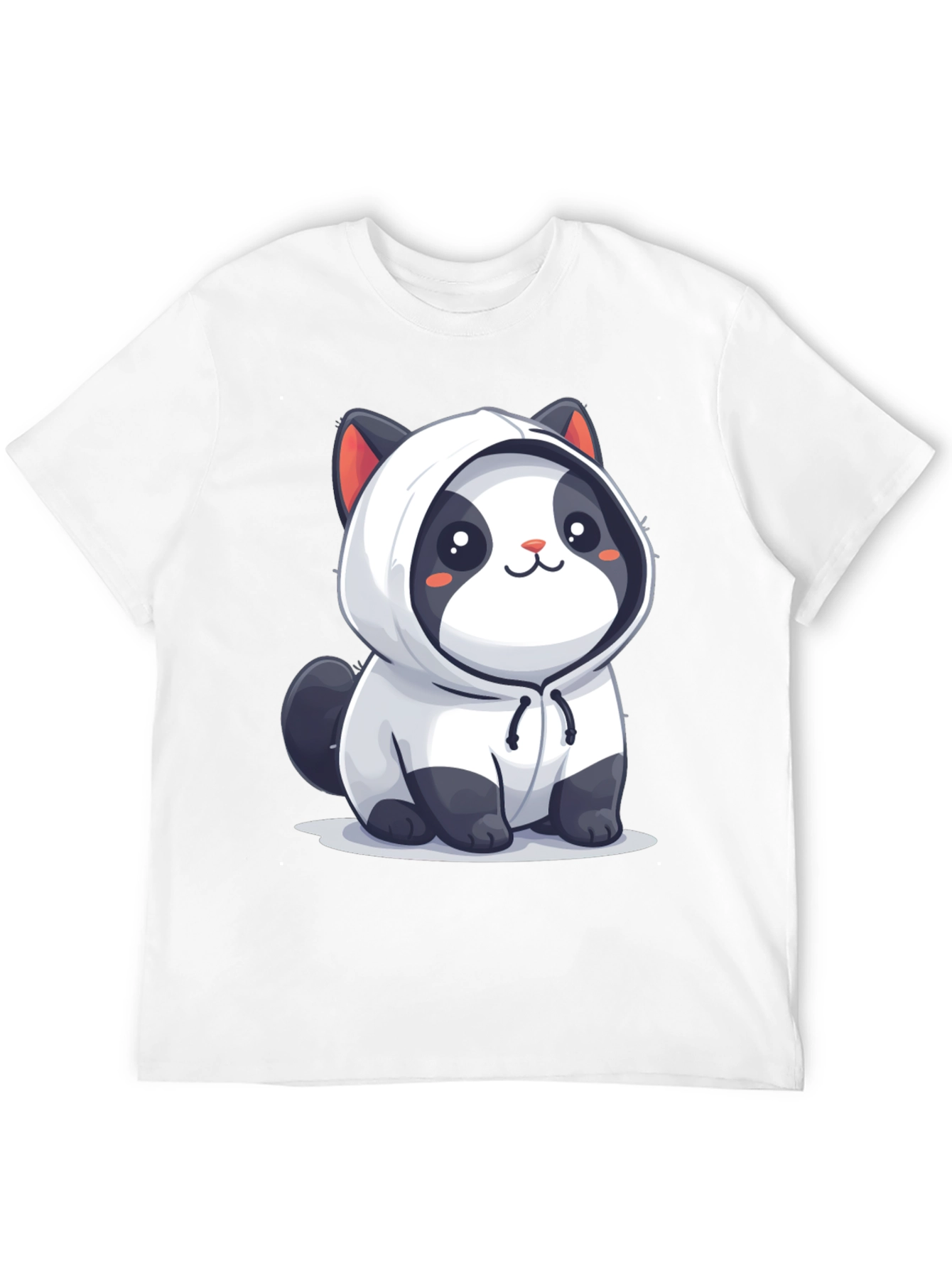 Cute Cartoon Panda Hoodie Black T-Shirt