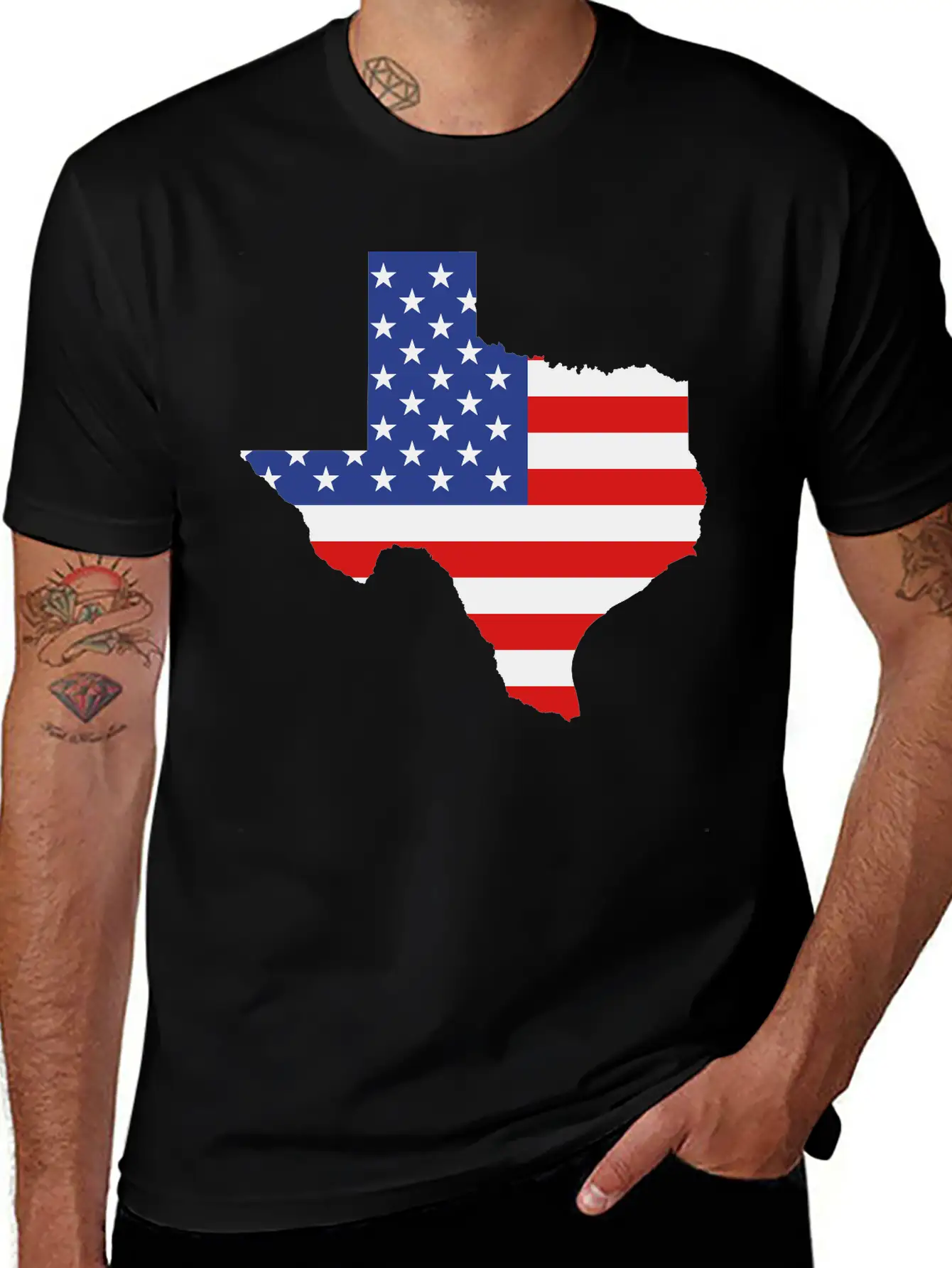 Texas American Flag Map No Stroke Unisex Casual T-Shirt – Clean Design For Daily Comfort