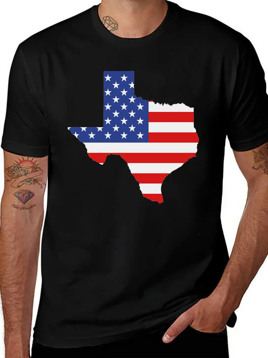 Texas American Flag Map No Stroke Unisex Casual T-Shirt – Clean Design For Daily Comfort