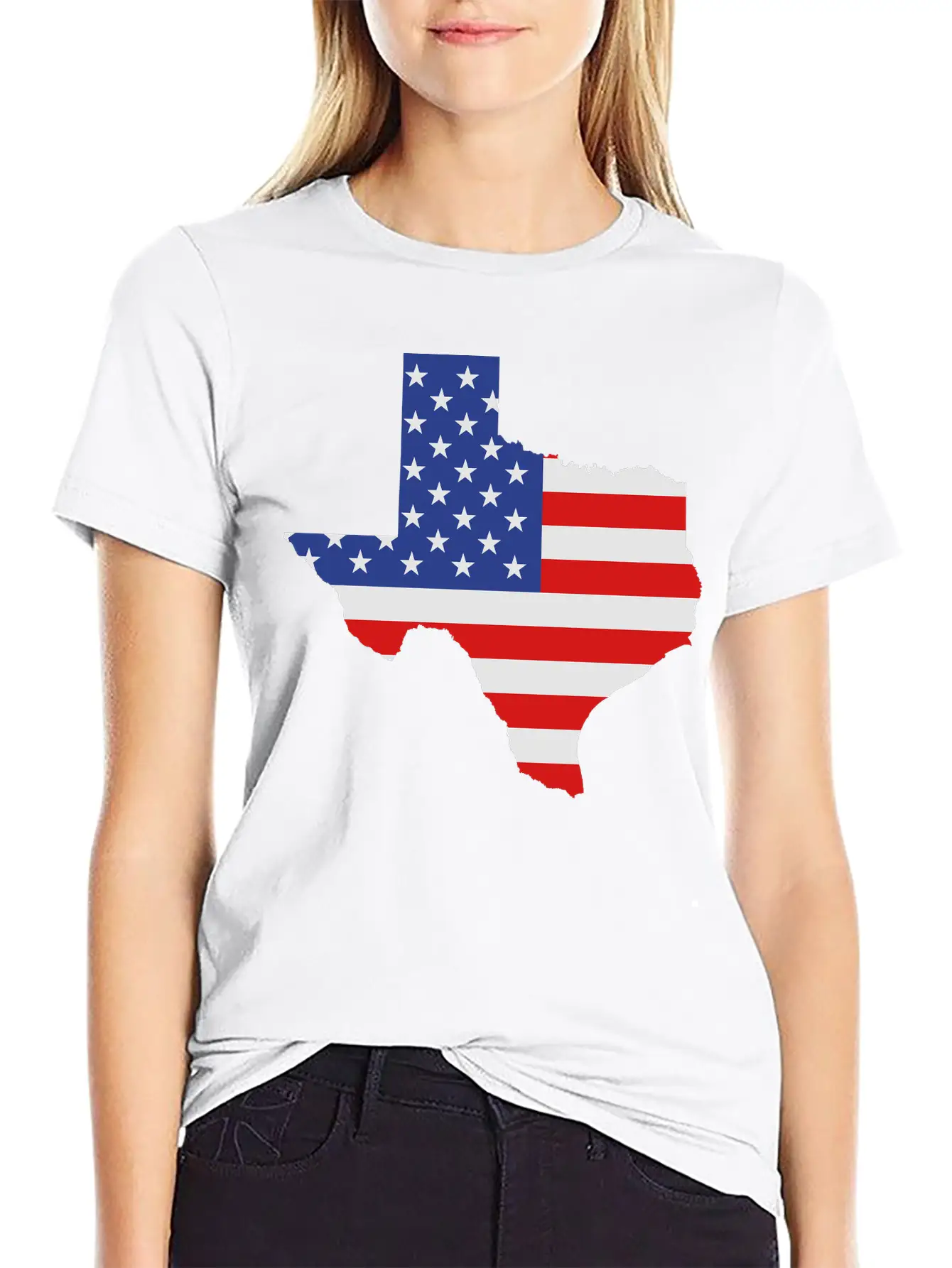 Texas American Flag Map No Stroke Unisex Casual T-Shirt – Clean Design For Daily Comfort