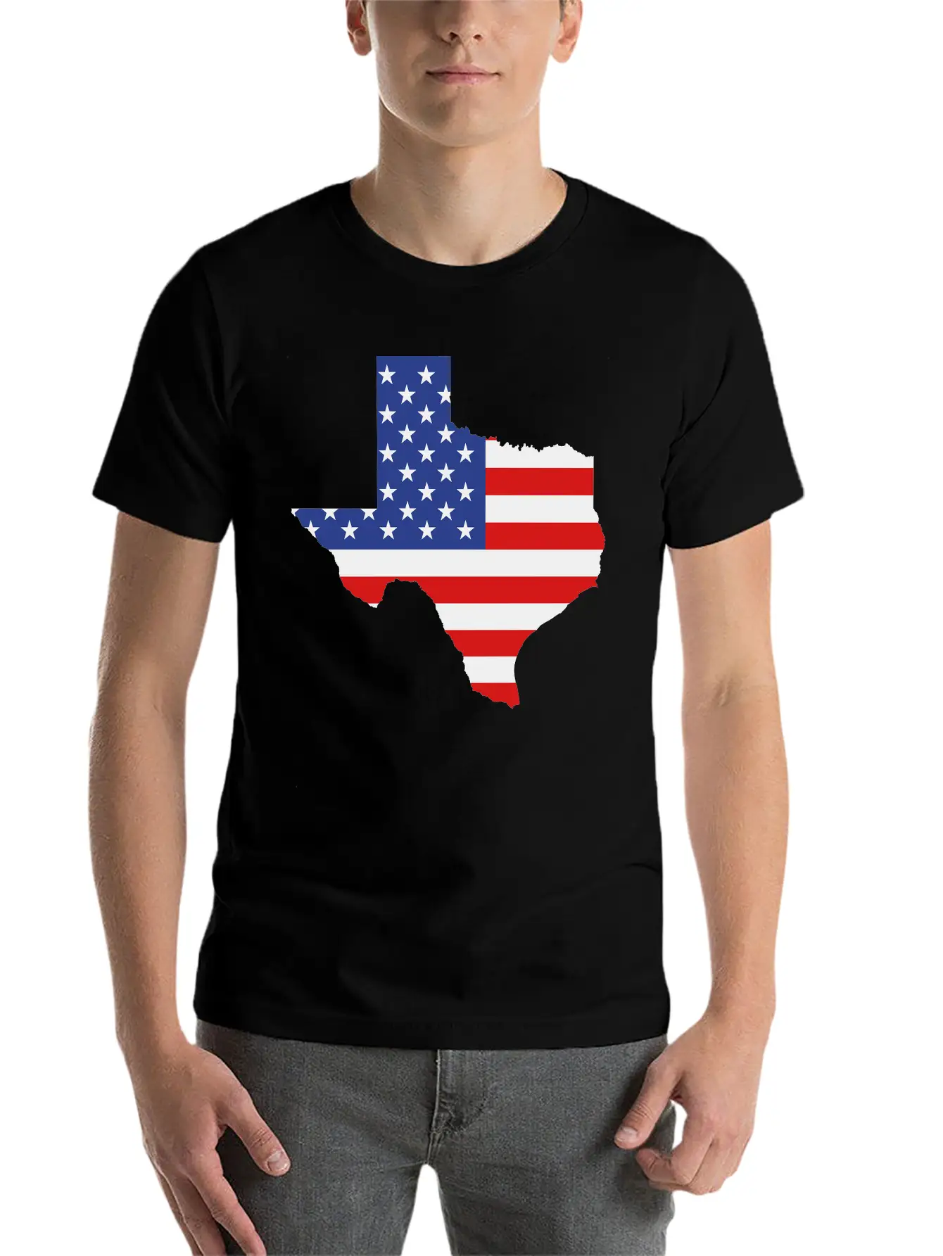 Texas American Flag Map No Stroke Unisex Casual T-Shirt – Clean Design For Daily Comfort