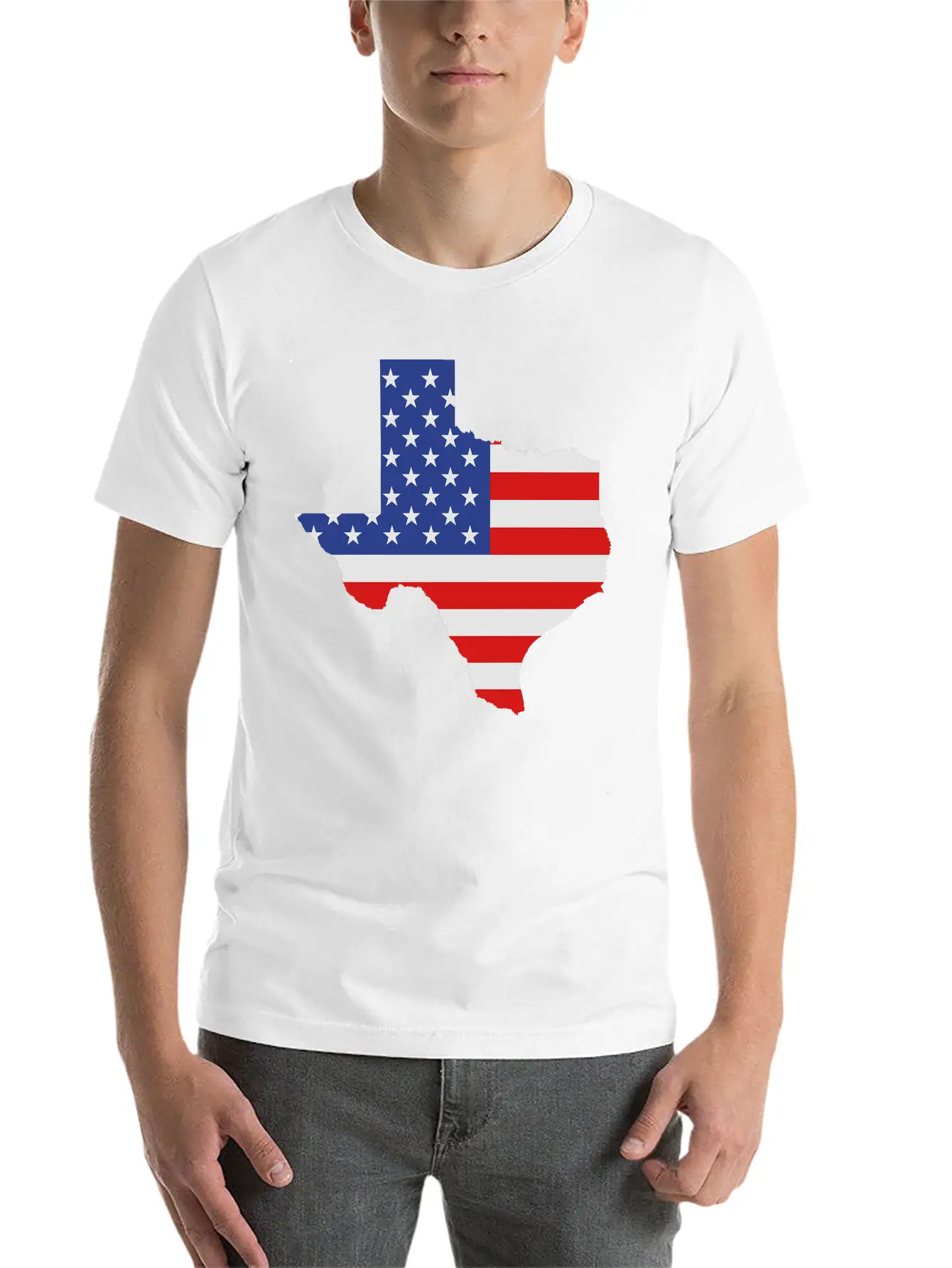 Texas American Flag Map No Stroke Unisex Casual T-Shirt – Clean Design For Daily Comfort