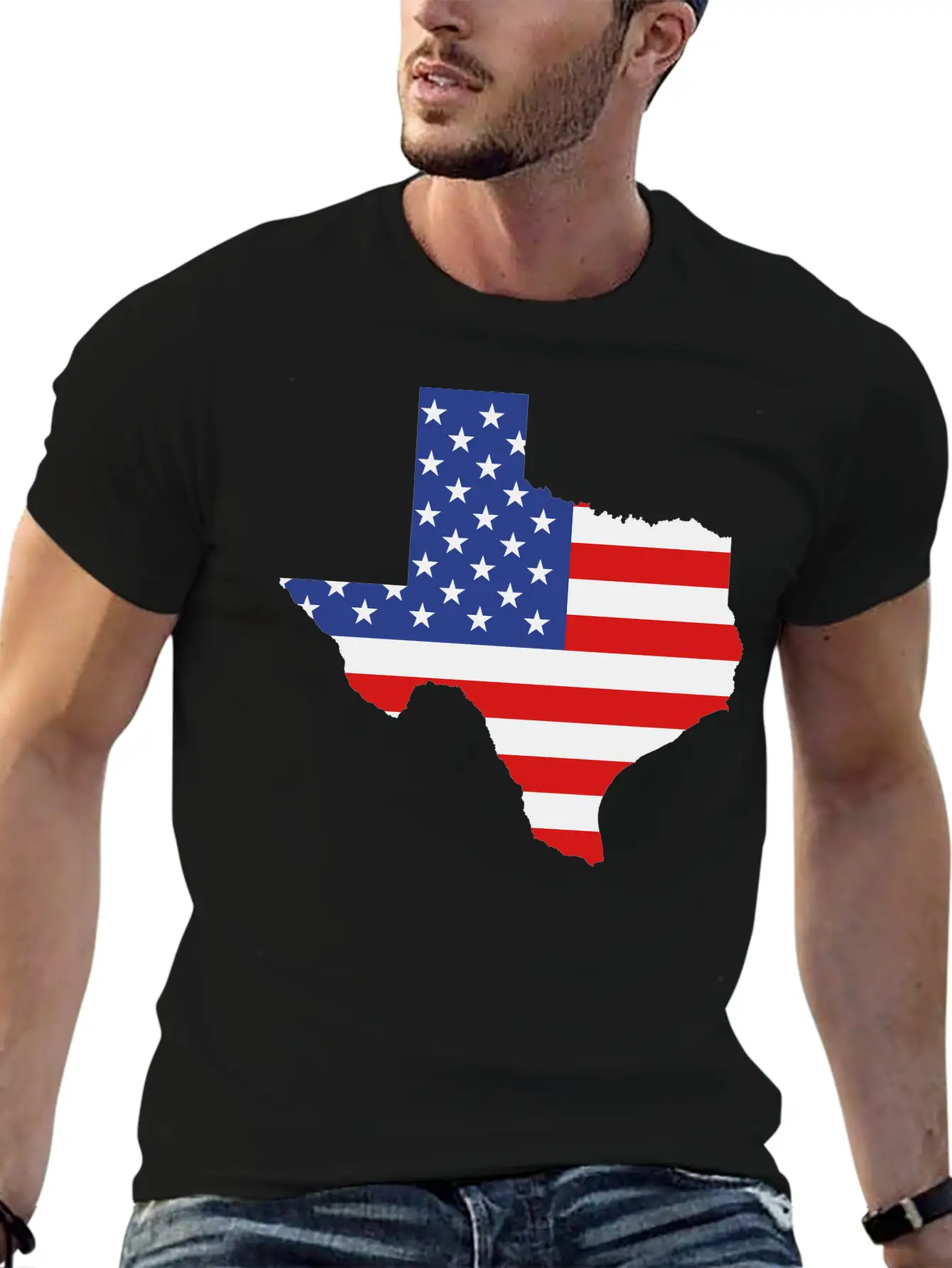 Texas American Flag Map No Stroke Unisex Casual T-Shirt – Clean Design For Daily Comfort
