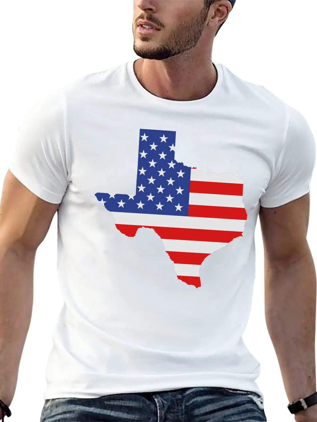 Texas American Flag Map No Stroke Unisex Casual T-Shirt – Clean Design For Daily Comfort