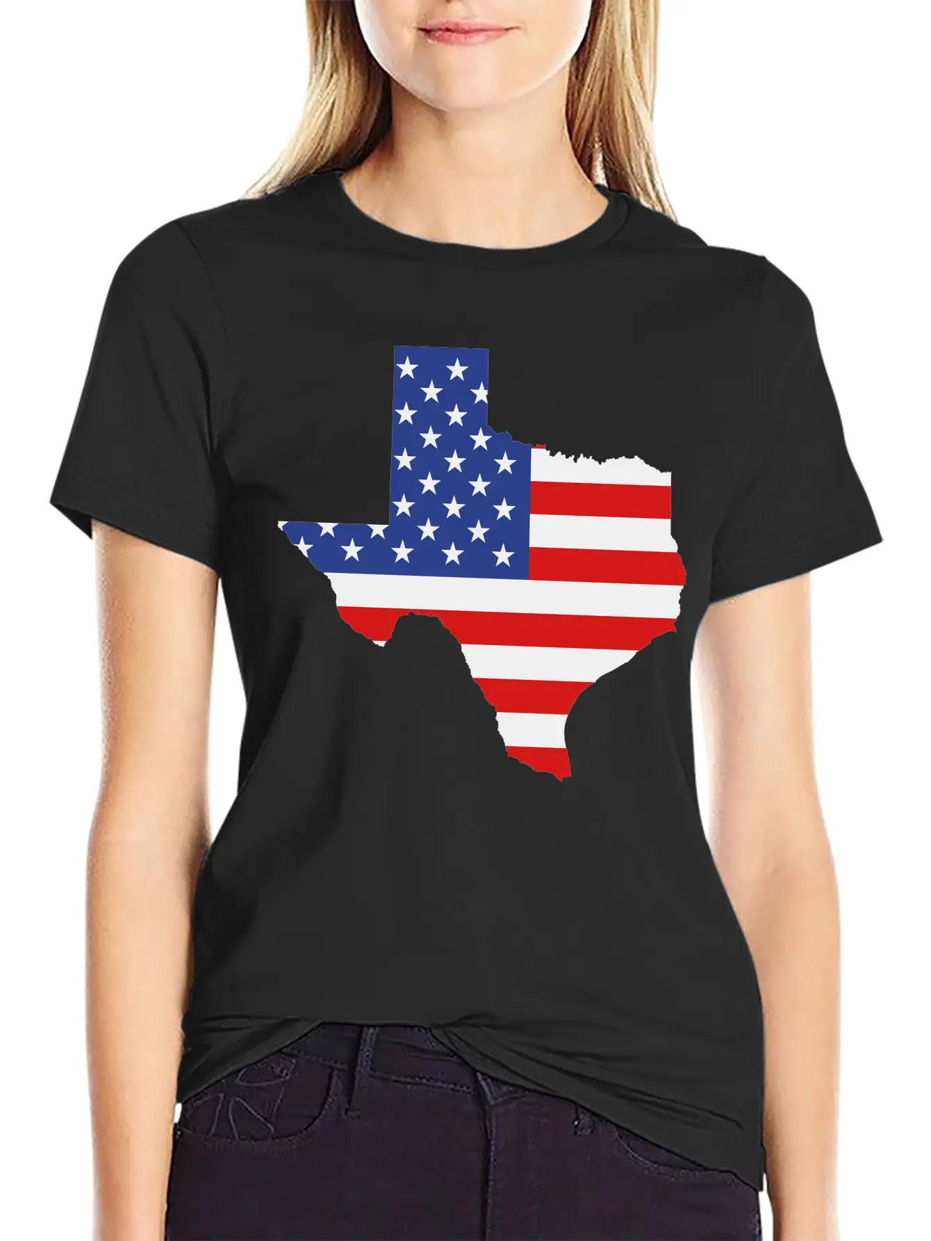 Texas American Flag Map No Stroke Unisex Casual T-Shirt – Clean Design For Daily Comfort