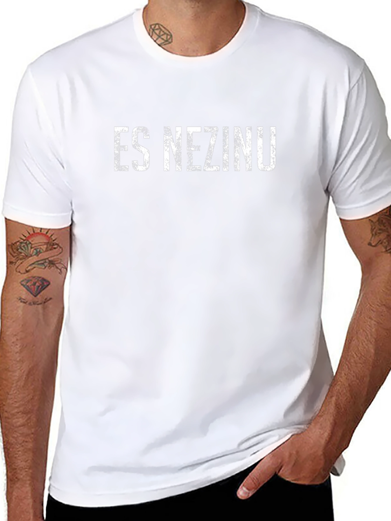 ES NEZINU Graphic Tee - Black Cotton Blend
