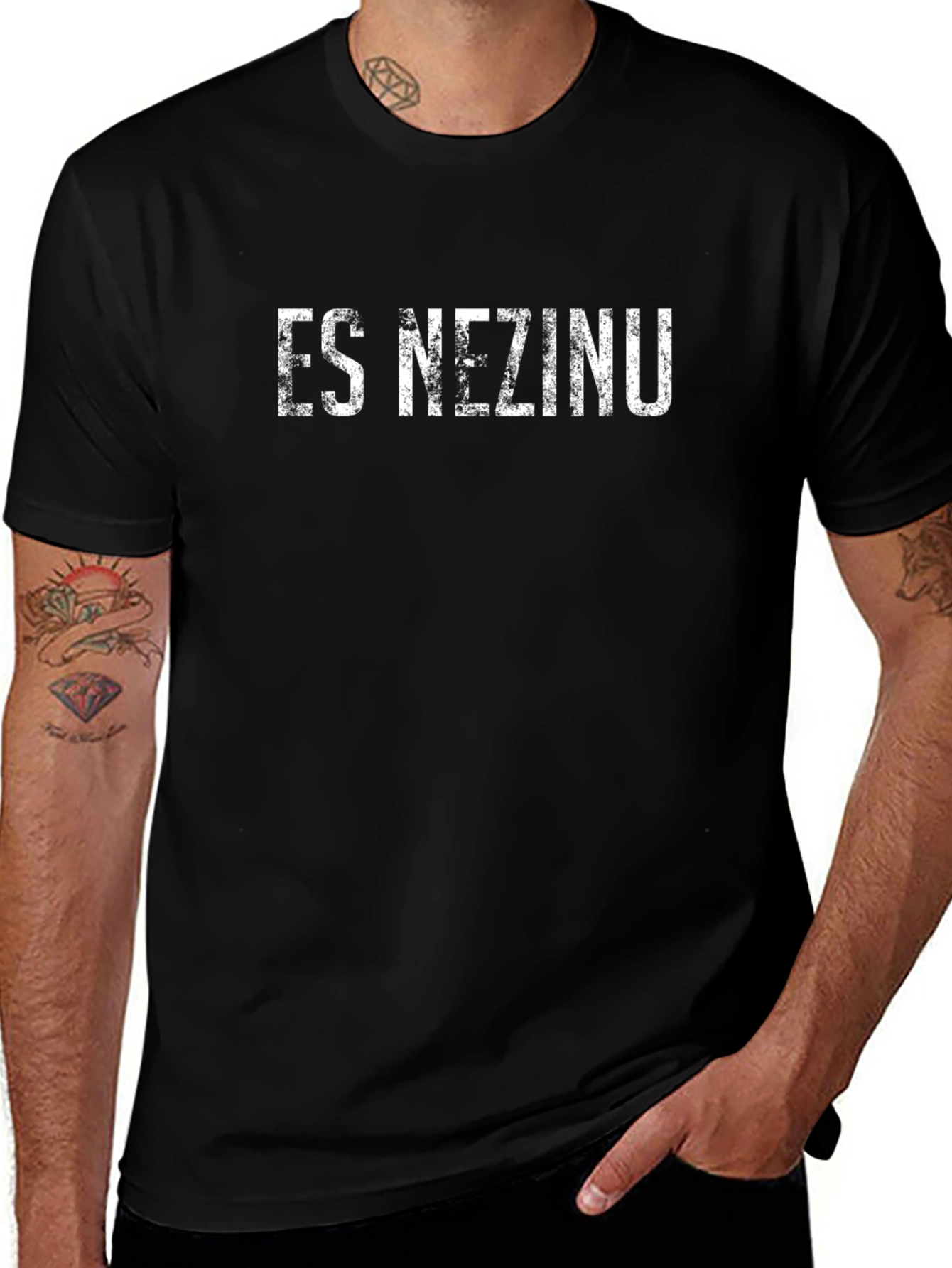 ES NEZINU Graphic Tee - Black Cotton Blend