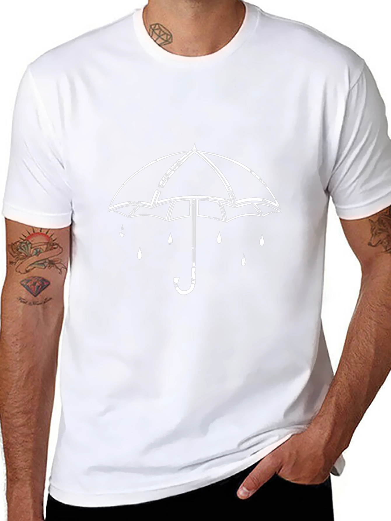 Umbrella Graphic Tee - Stylish Black Cotton T-Shirt