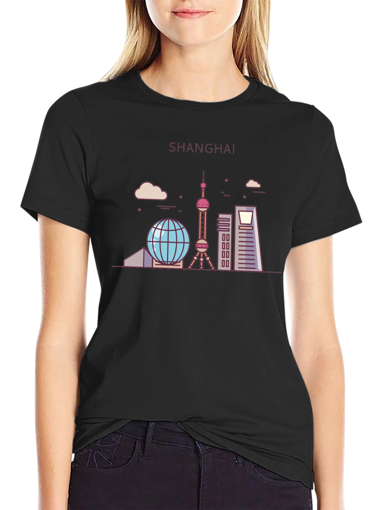 Shanghai Skyline Graphic Tee - Modern Design
