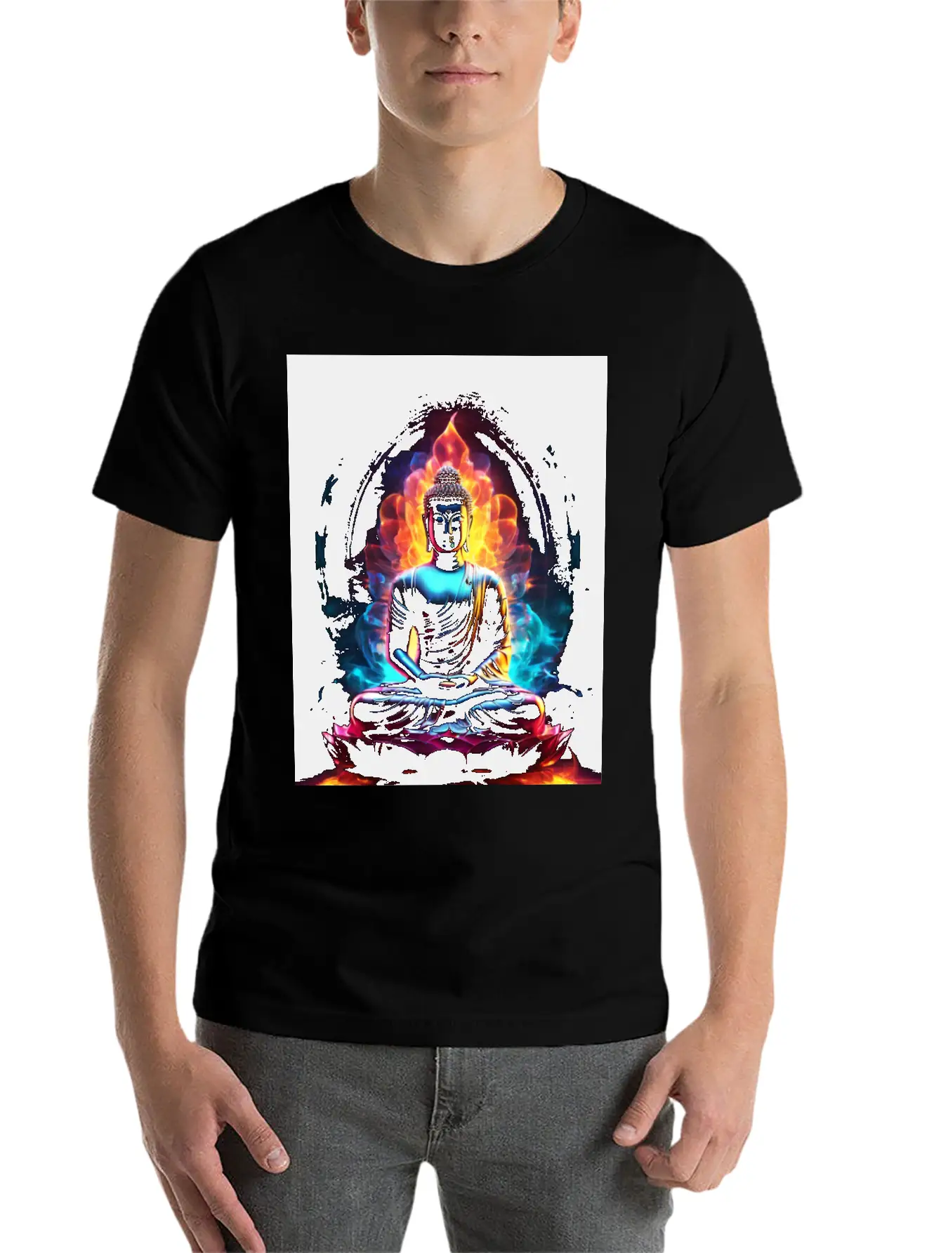 The Buddha Neon Art Unisex Casual T-Shirt – Clean Design For Daily Comfort
