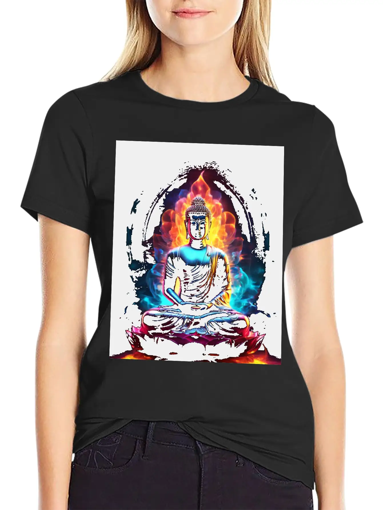 The Buddha Neon Art Unisex Casual T-Shirt – Clean Design For Daily Comfort