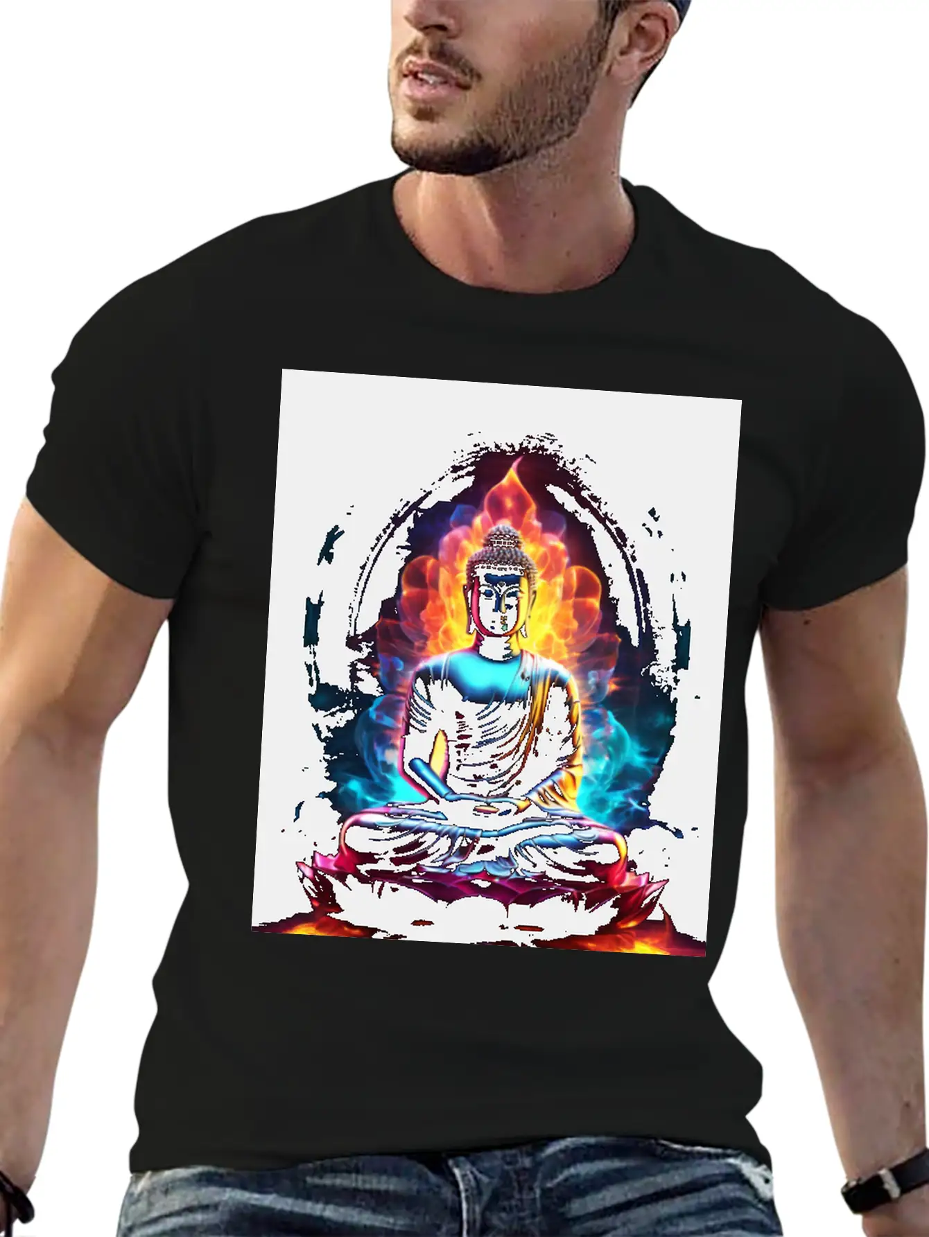The Buddha Neon Art Unisex Casual T-Shirt – Clean Design For Daily Comfort