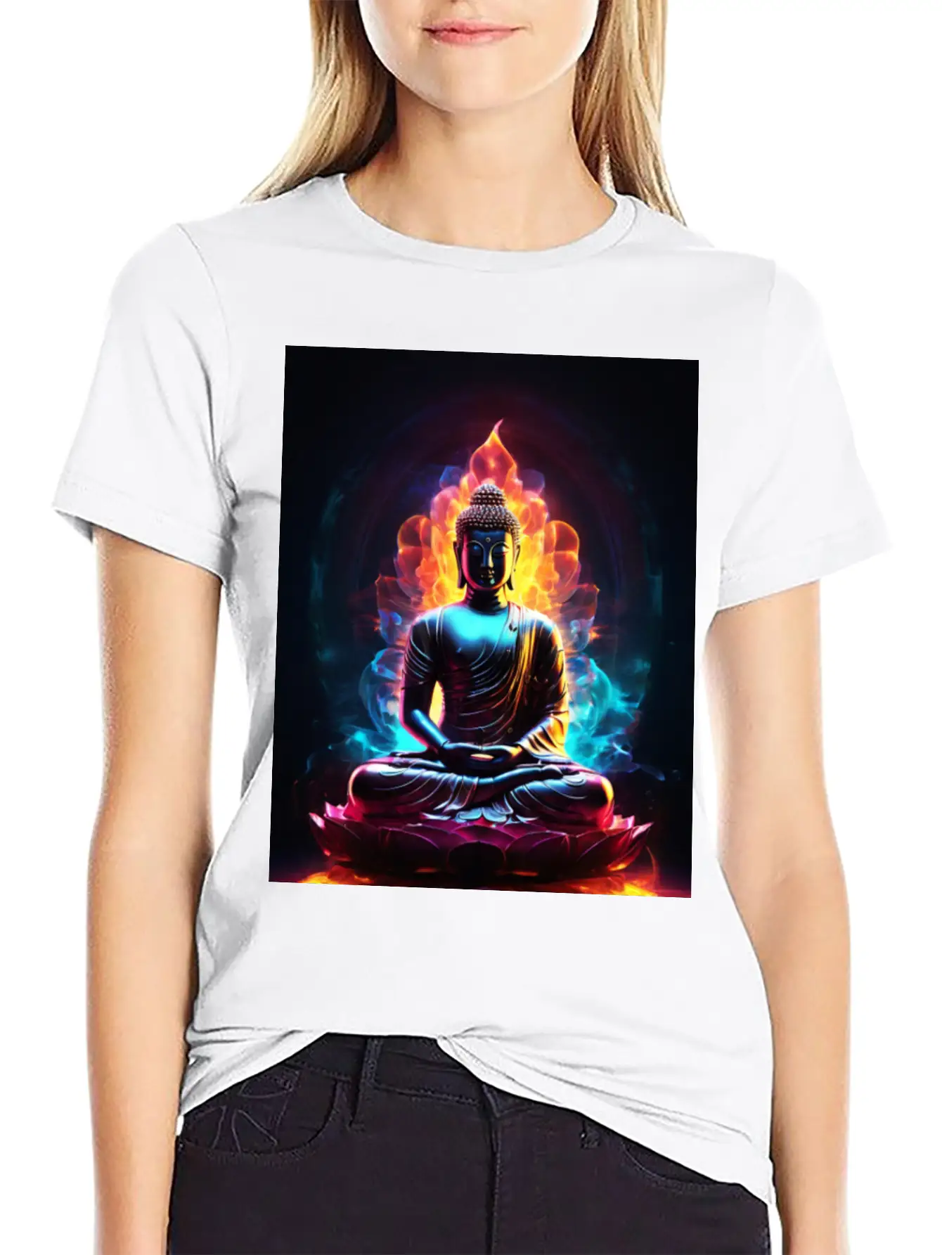 The Buddha Neon Art Unisex Casual T-Shirt – Clean Design For Daily Comfort