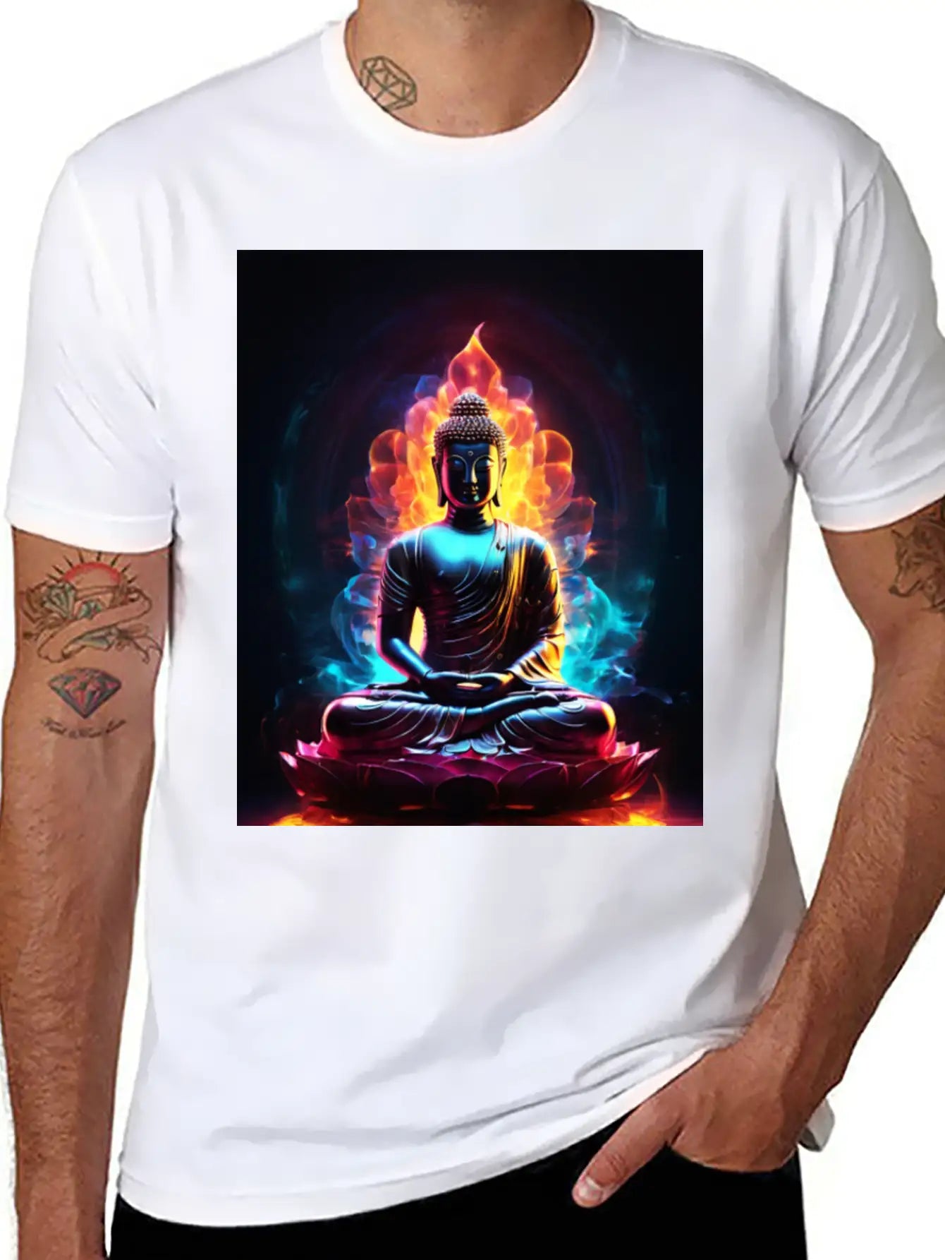 The Buddha Neon Art Unisex Casual T-Shirt – Clean Design For Daily Comfort