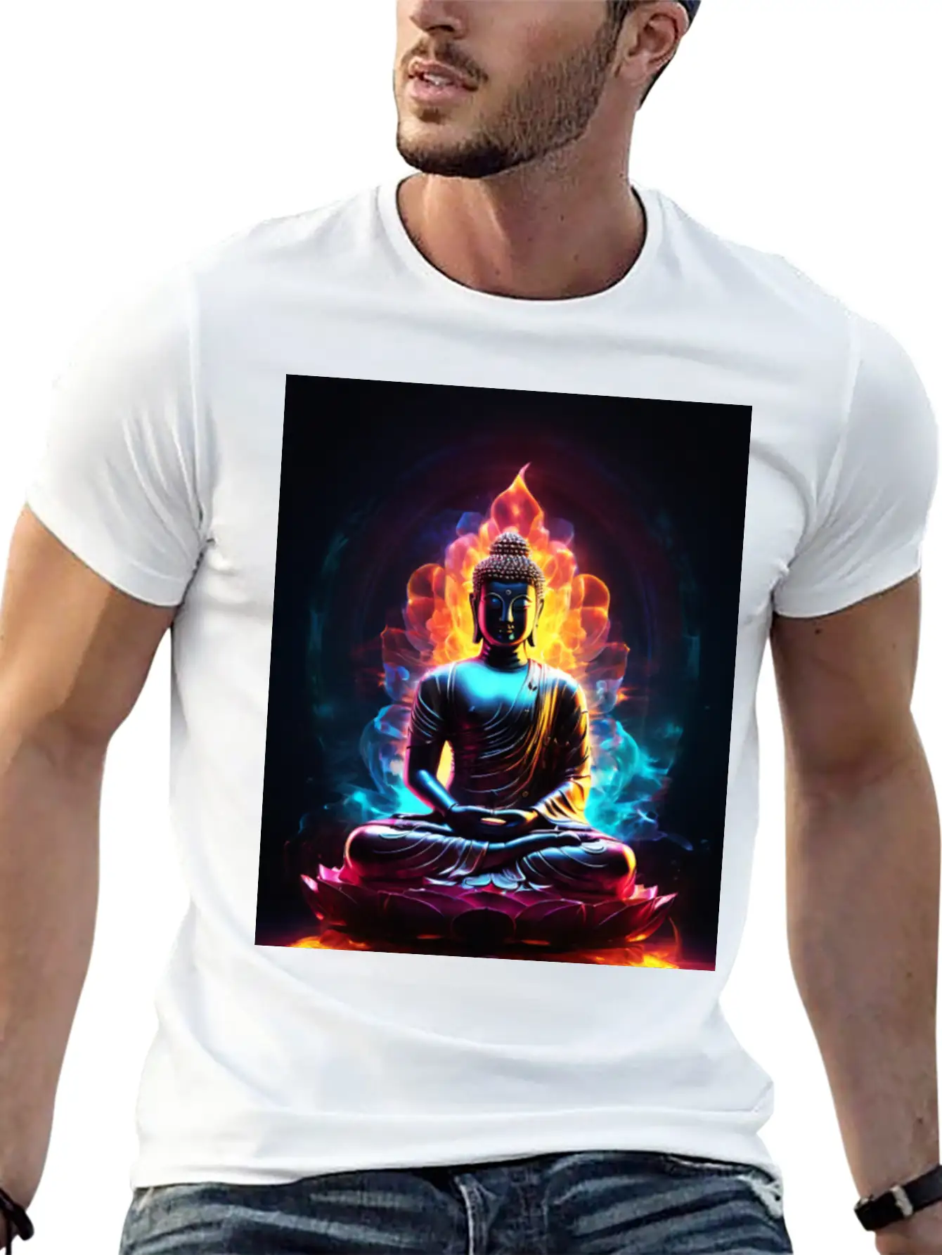 The Buddha Neon Art Unisex Casual T-Shirt – Clean Design For Daily Comfort