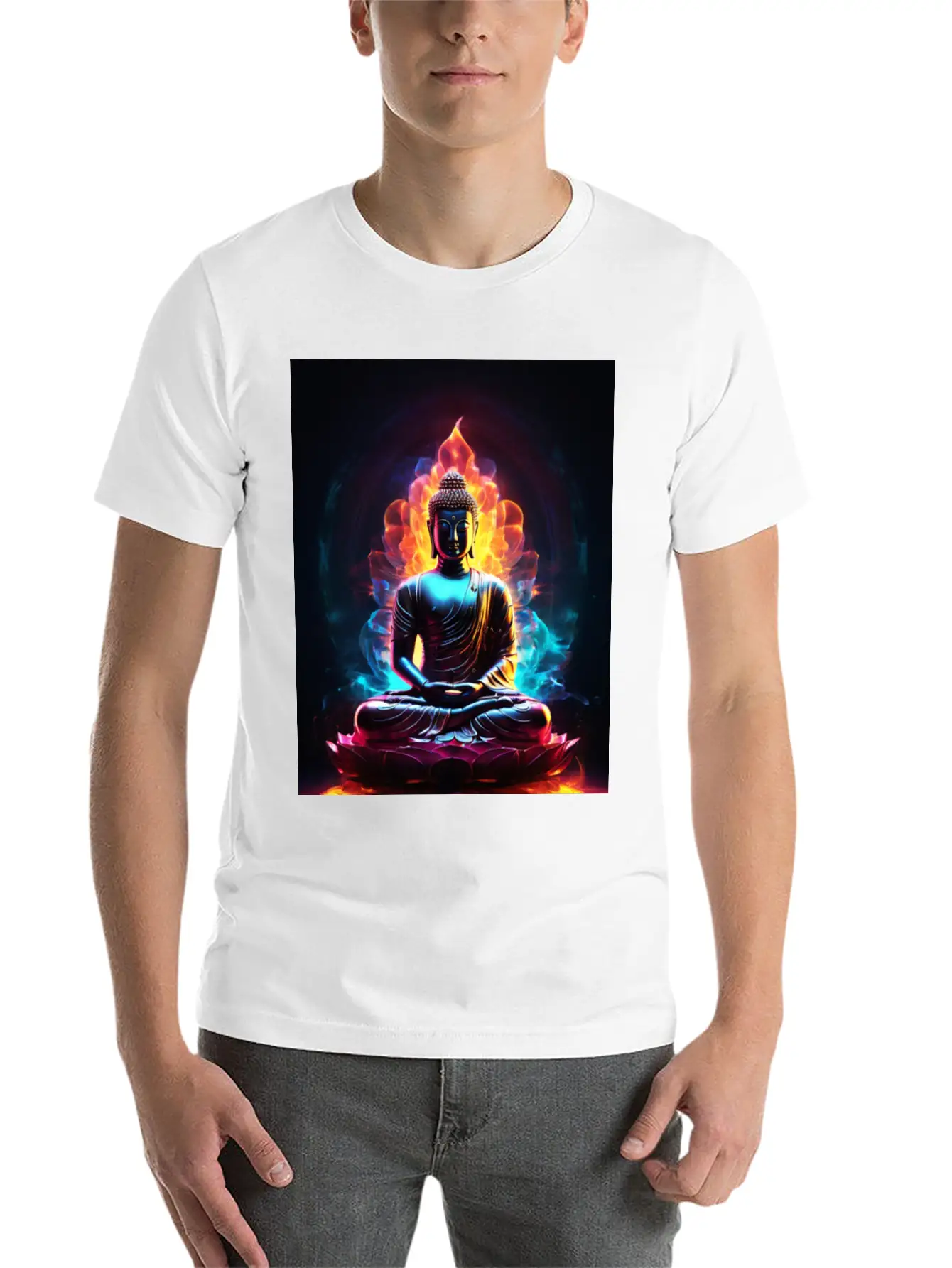 The Buddha Neon Art Unisex Casual T-Shirt – Clean Design For Daily Comfort