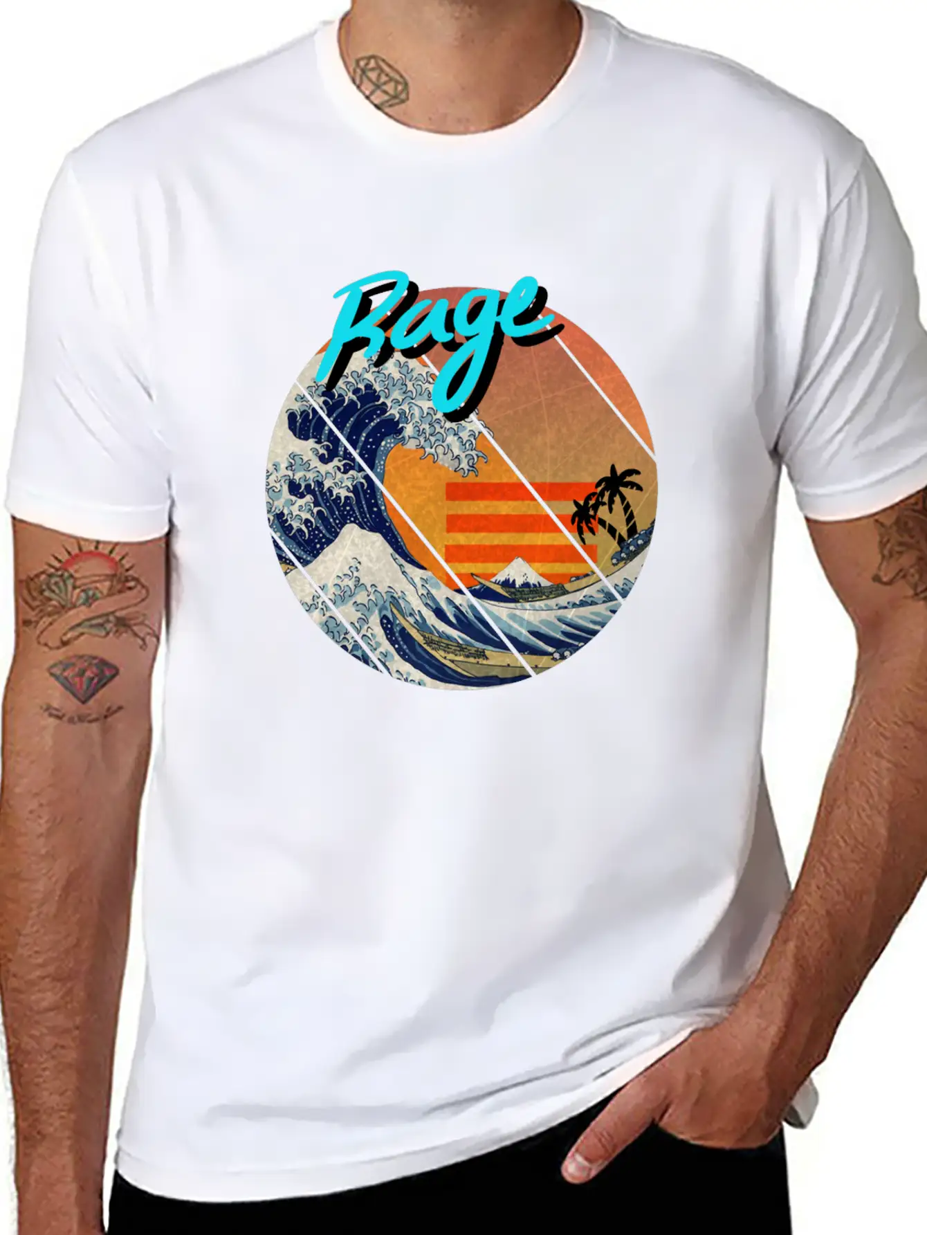 The Great Wave Retro Kanagawa - Rage Unisex Casual T-Shirt – Clean Design For Daily Comfort
