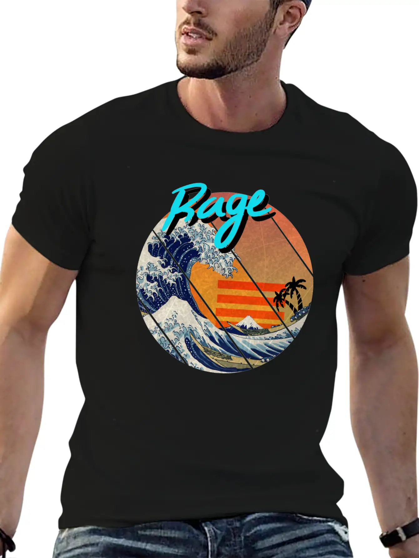 The Great Wave Retro Kanagawa - Rage Unisex Casual T-Shirt – Clean Design For Daily Comfort