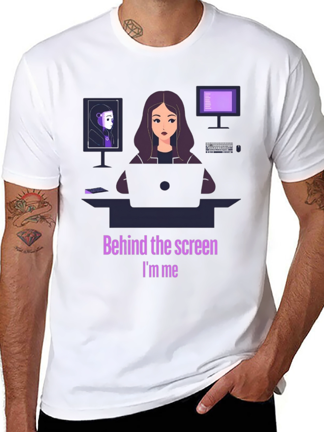 Behind the Screen T-Shirt - Coding Tech Programmer
