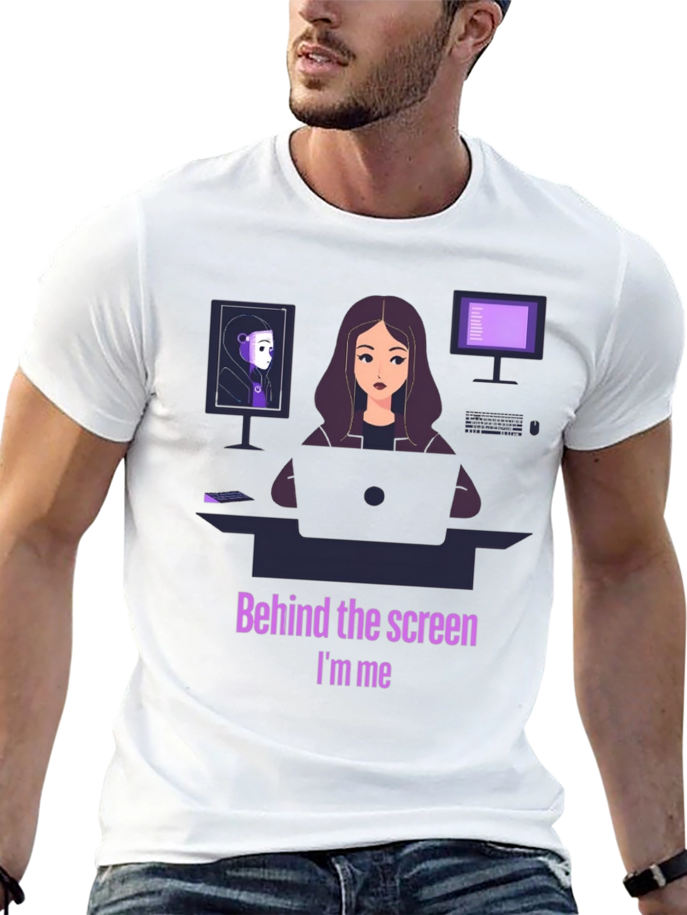 Behind the Screen T-Shirt - Coding Tech Programmer