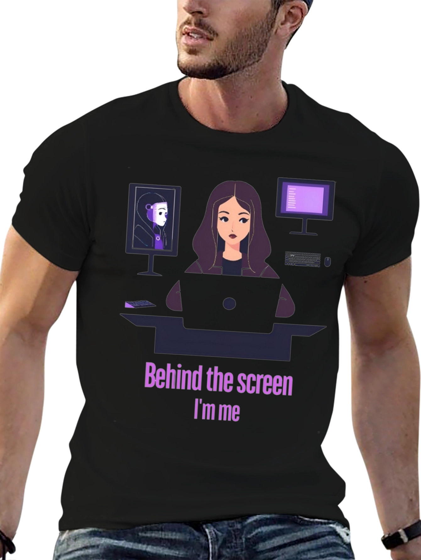 Behind the Screen T-Shirt - Coding Tech Programmer