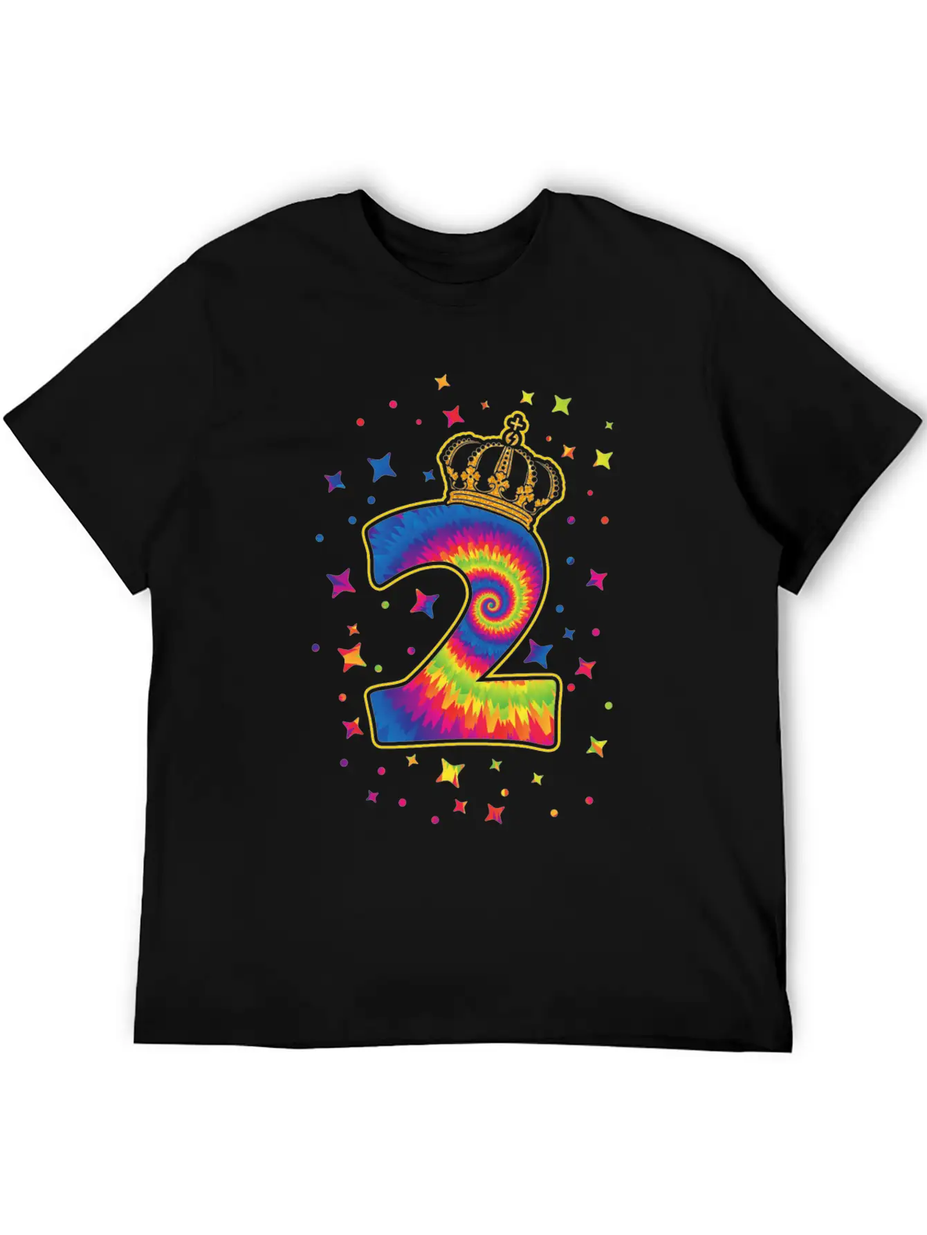 Tie-dye 2nd Birthday Party 2 Years Old Celebrant Unisex Casual T-Shirt – Clean Design For Daily Comfort