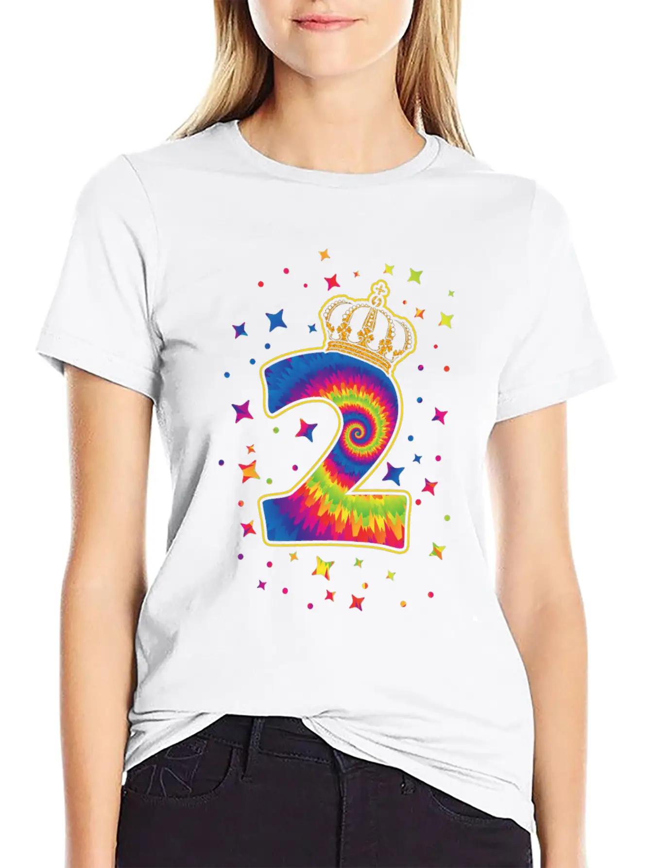 Tie-dye 2nd Birthday Party 2 Years Old Celebrant Unisex Casual T-Shirt – Clean Design For Daily Comfort