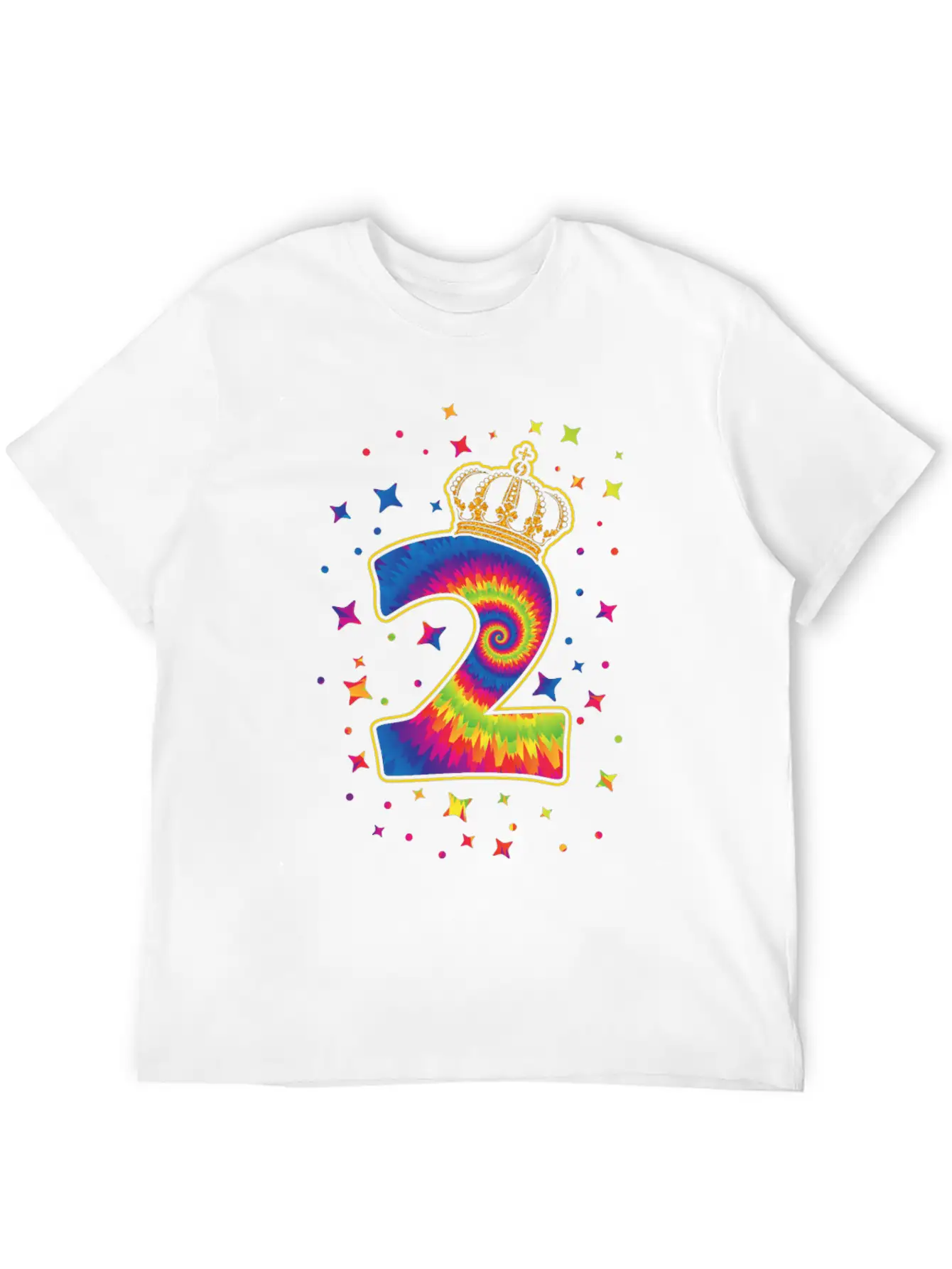 Tie-dye 2nd Birthday Party 2 Years Old Celebrant Unisex Casual T-Shirt – Clean Design For Daily Comfort