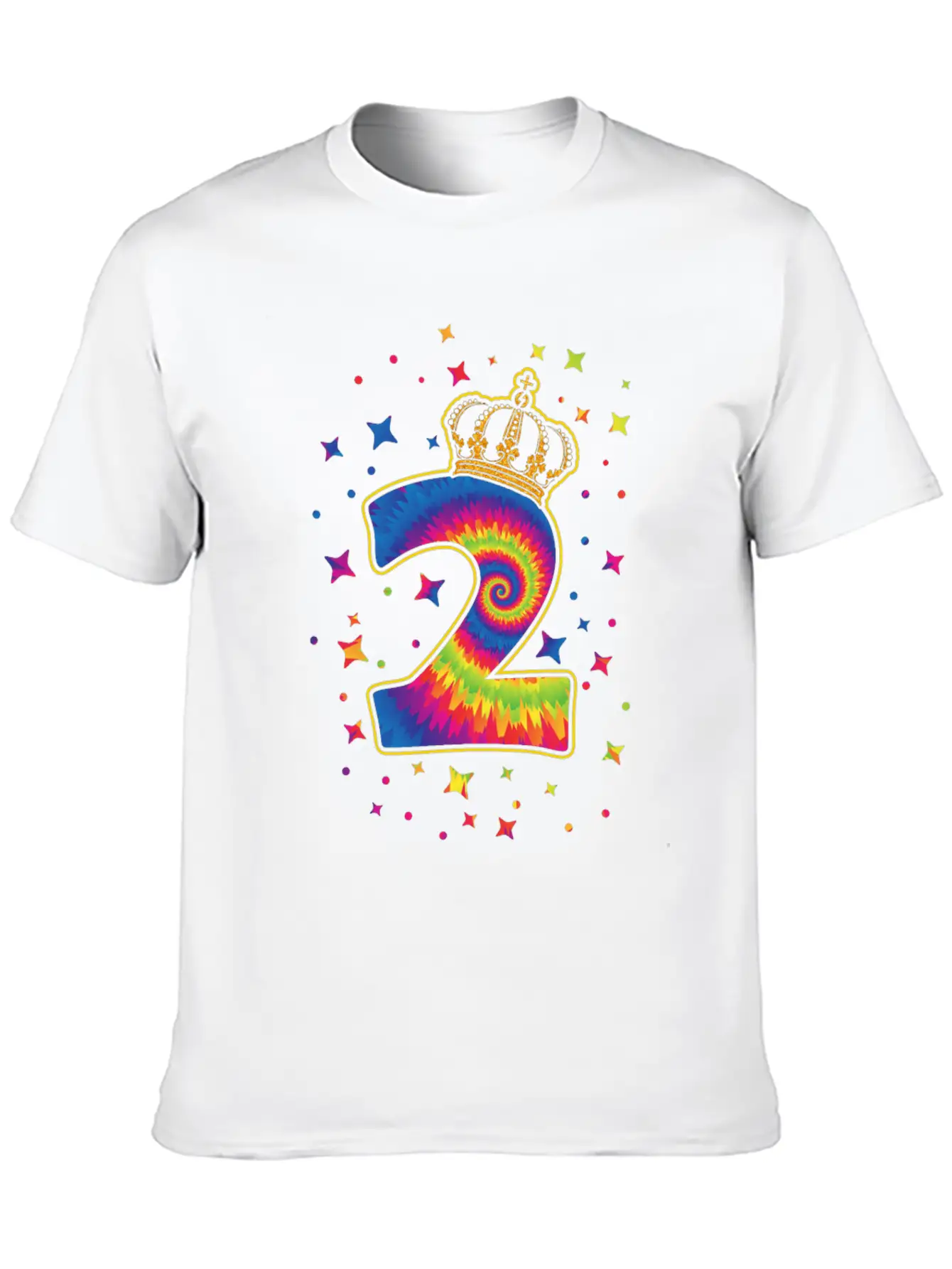 Tie-dye 2nd Birthday Party 2 Years Old Celebrant Unisex Casual T-Shirt – Clean Design For Daily Comfort