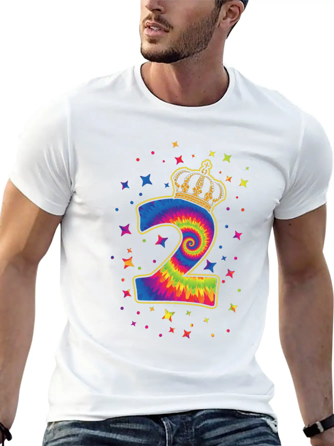 Tie-dye 2nd Birthday Party 2 Years Old Celebrant Unisex Casual T-Shirt – Clean Design For Daily Comfort