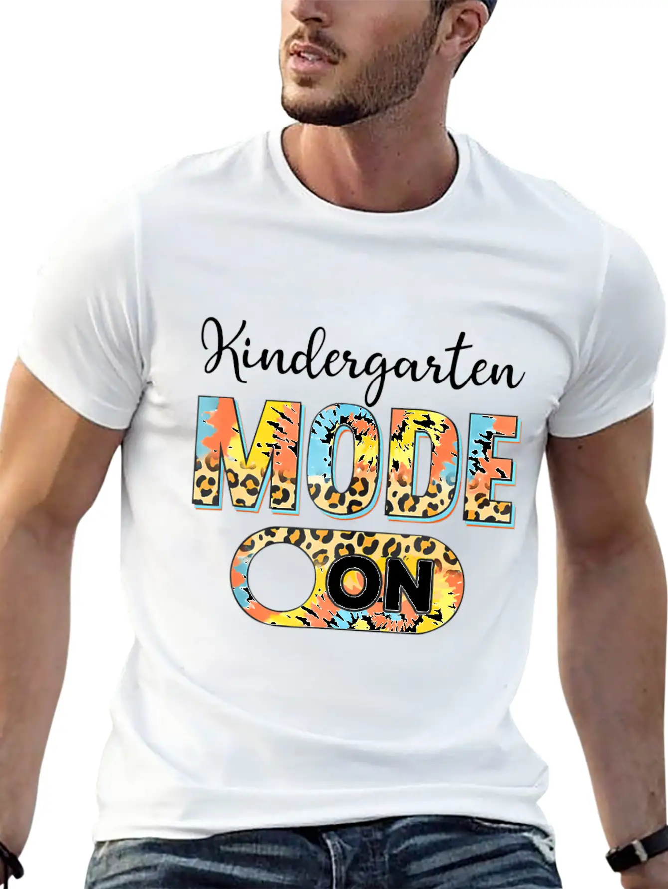 Tie Dye Back To School Kindergarten Mode On Leopar Unisex Casual T-Shirt – Clean Design For Daily Comfort