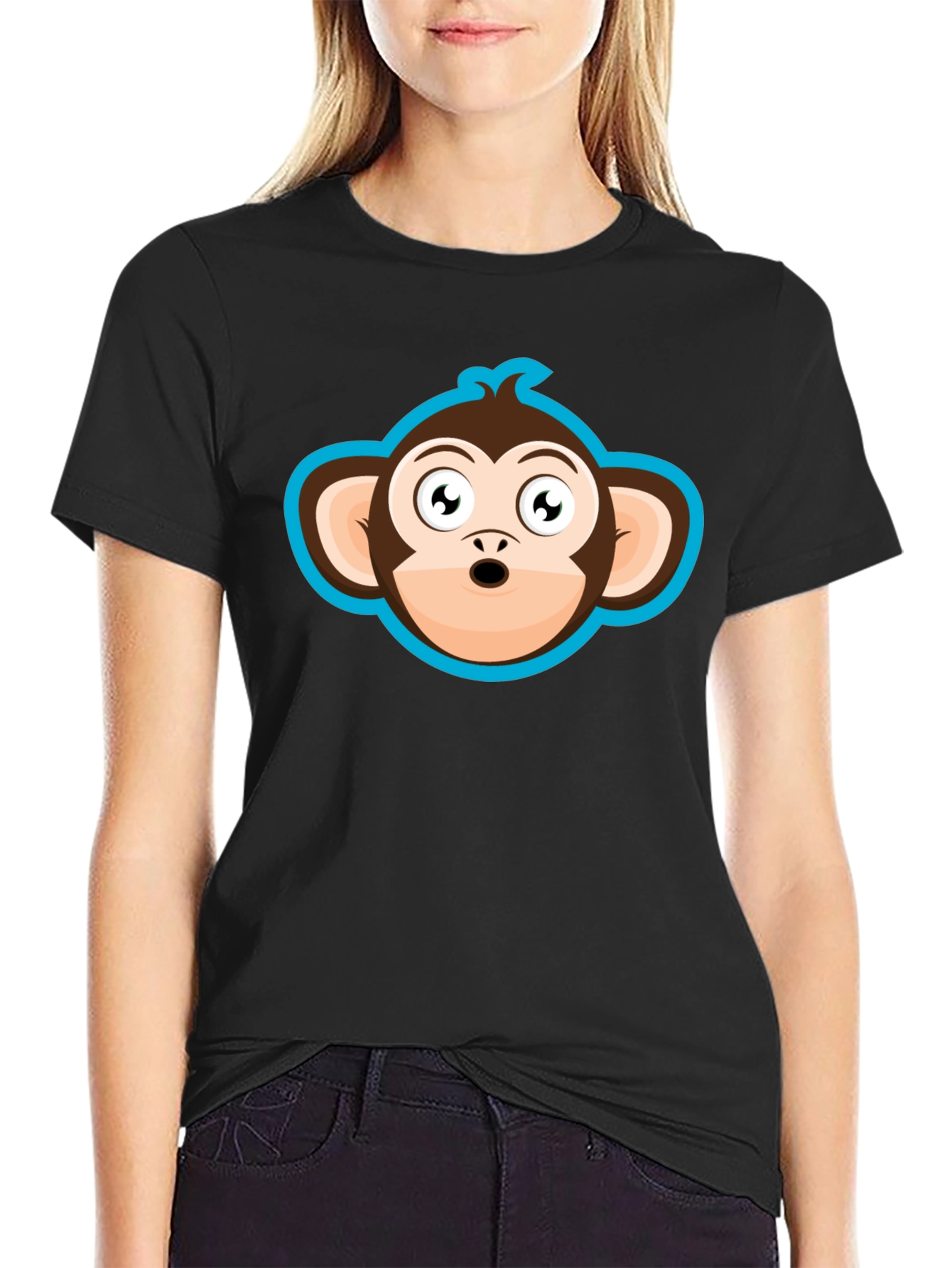 Monkey Graphic Black T-Shirt - Fun Cartoon Tee