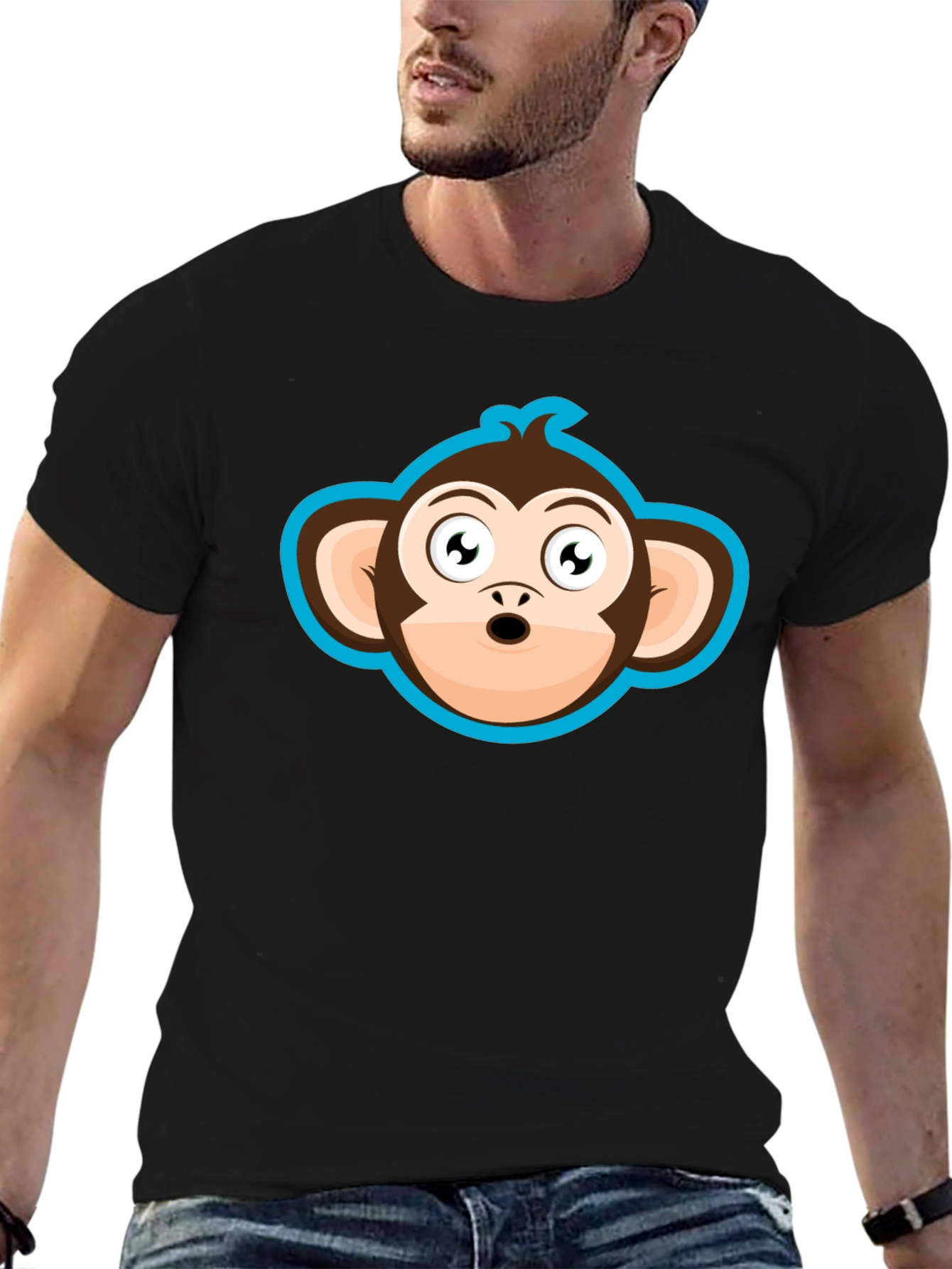 Monkey Graphic Black T-Shirt - Fun Cartoon Tee