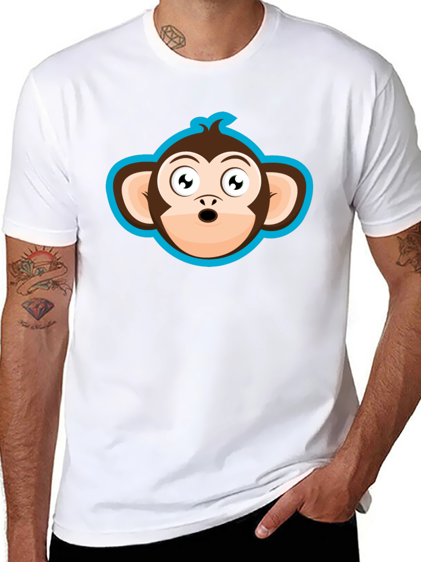 Monkey Graphic Black T-Shirt - Fun Cartoon Tee